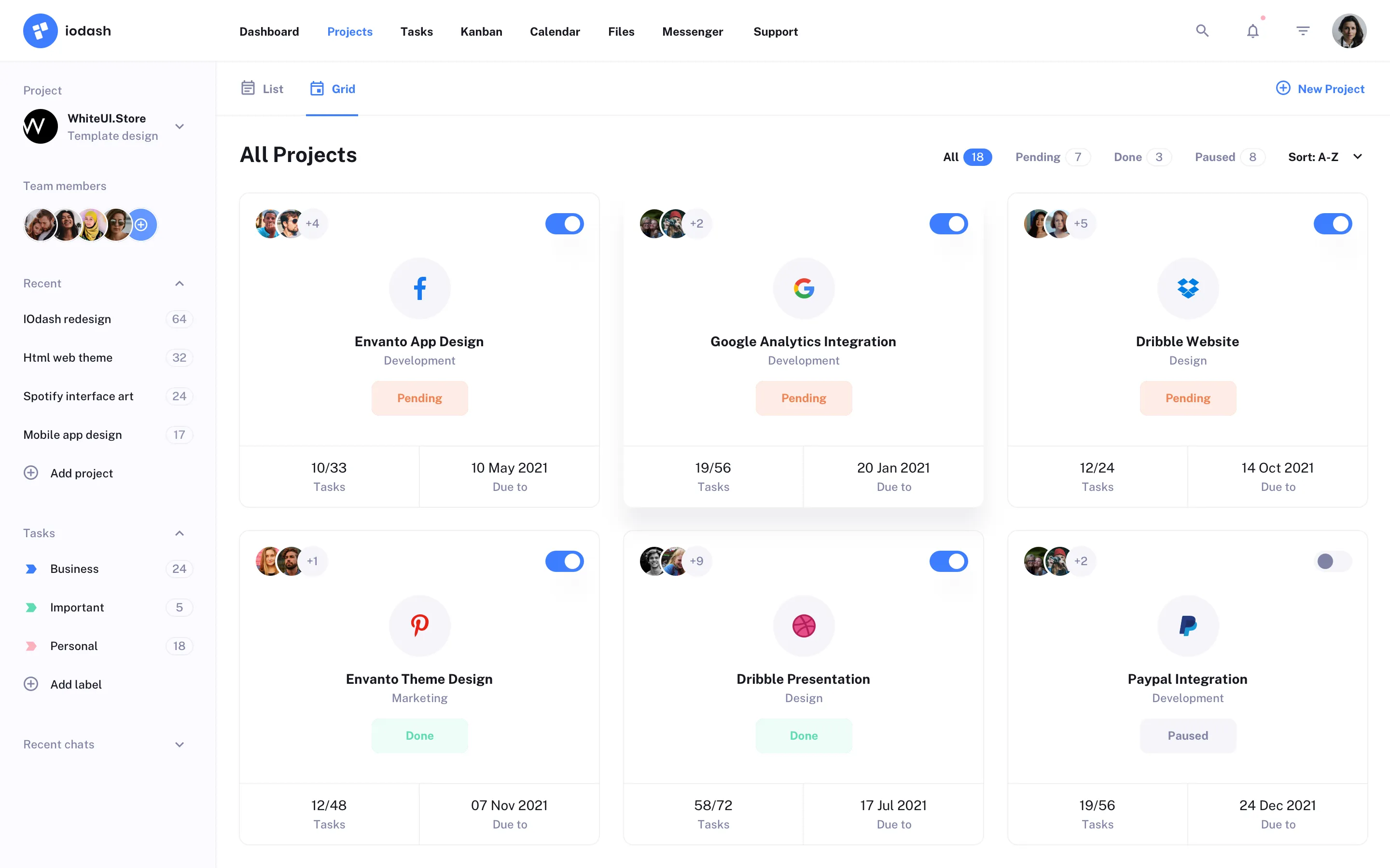 Project Management app design