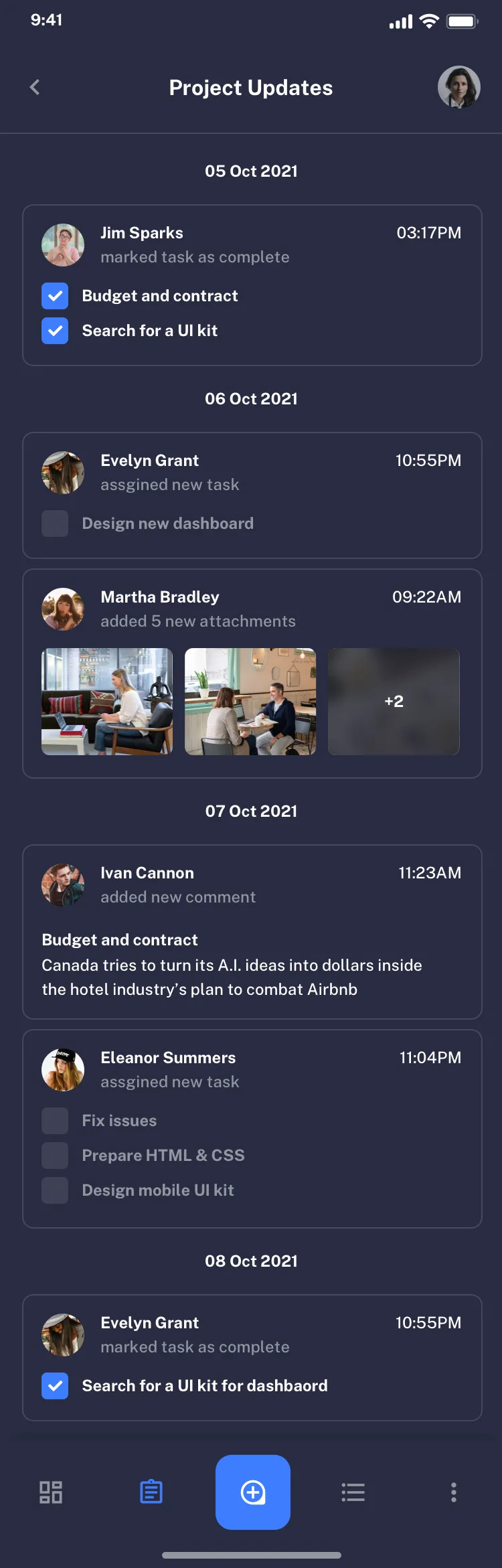 Mobile productivity app design