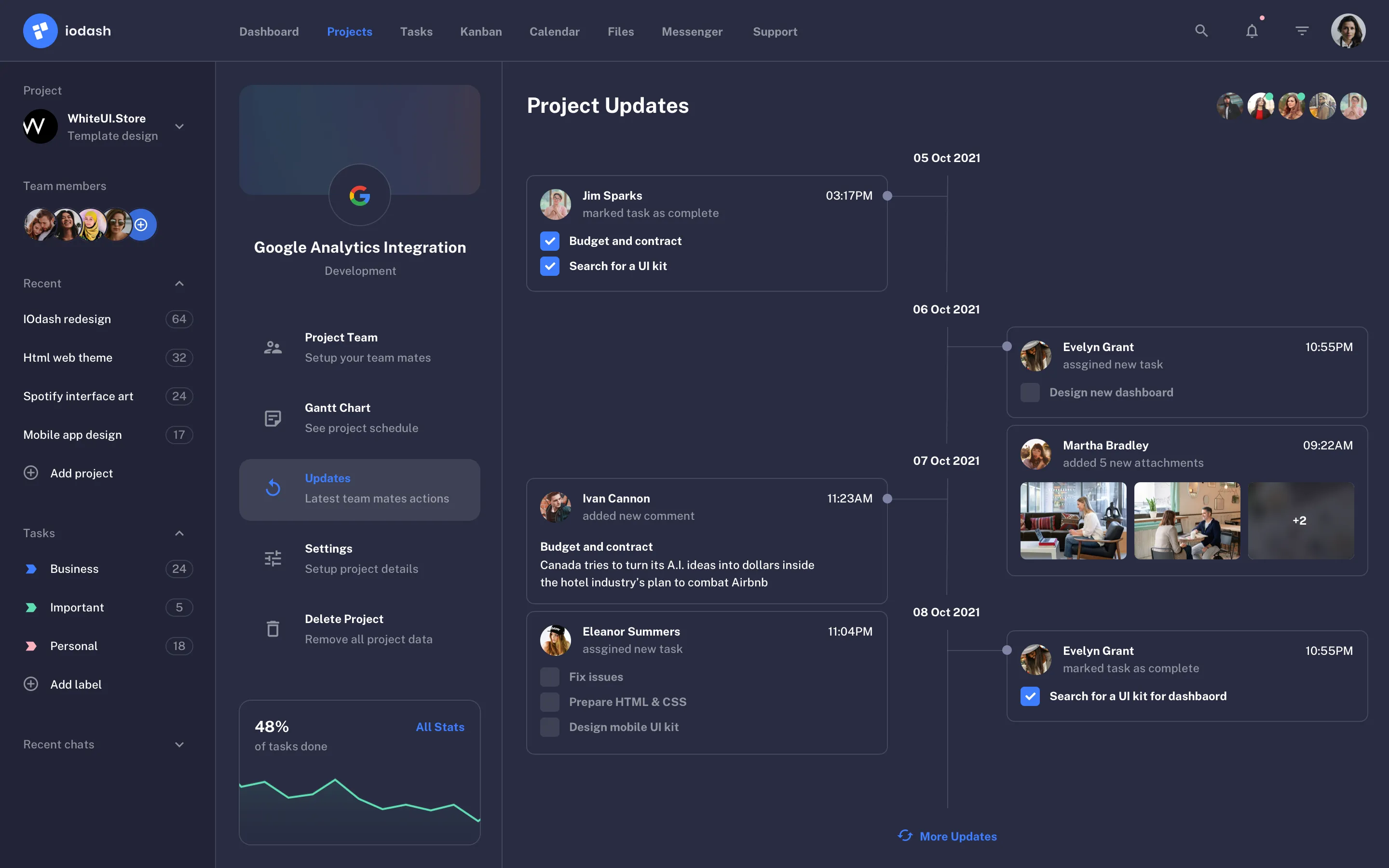 Web productivity app design