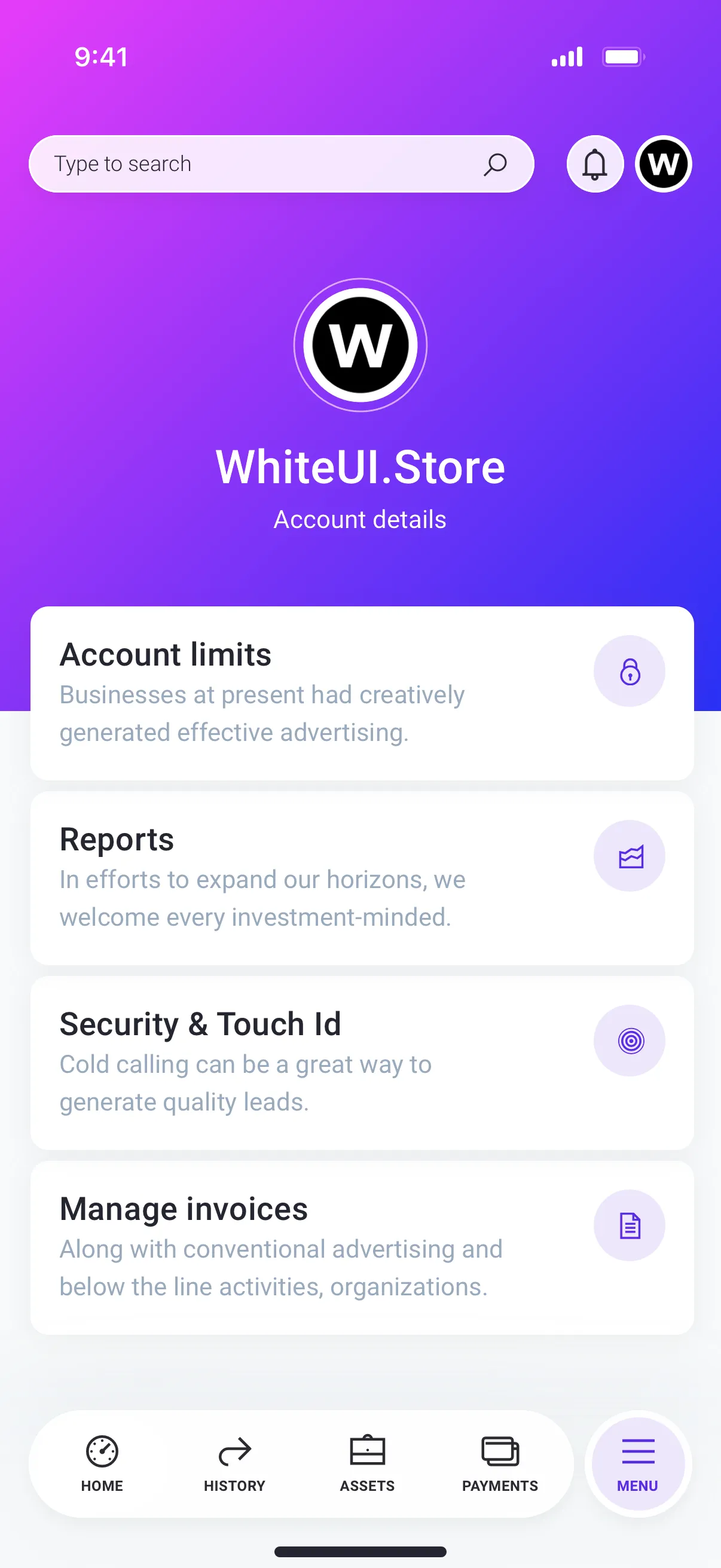 Mobile App Settings Design