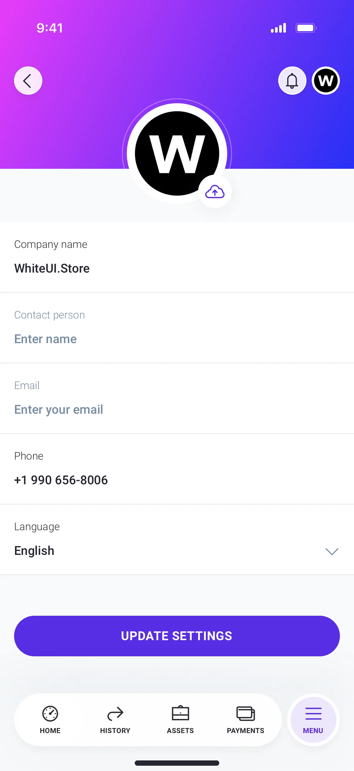Mobile App Settings Design