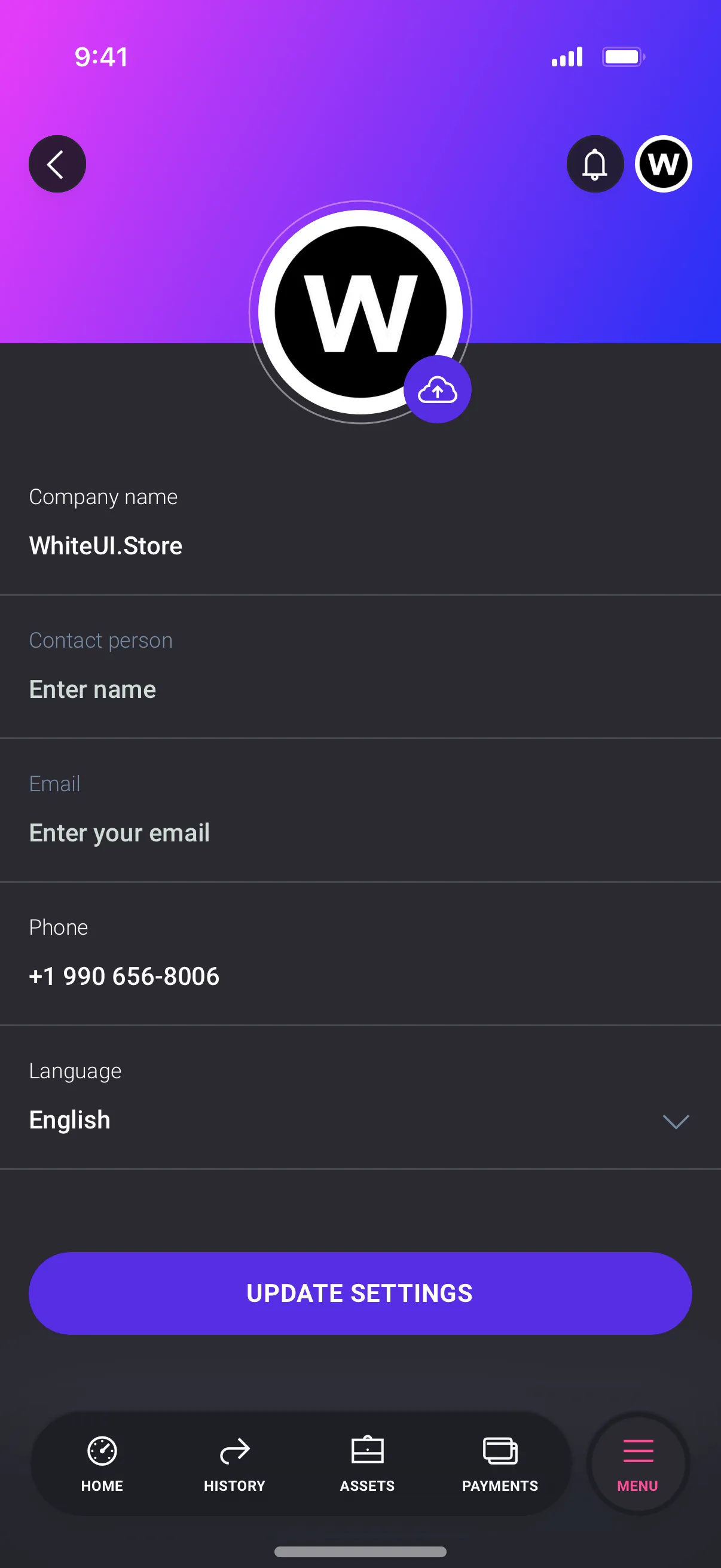 Mobile App Settings Design