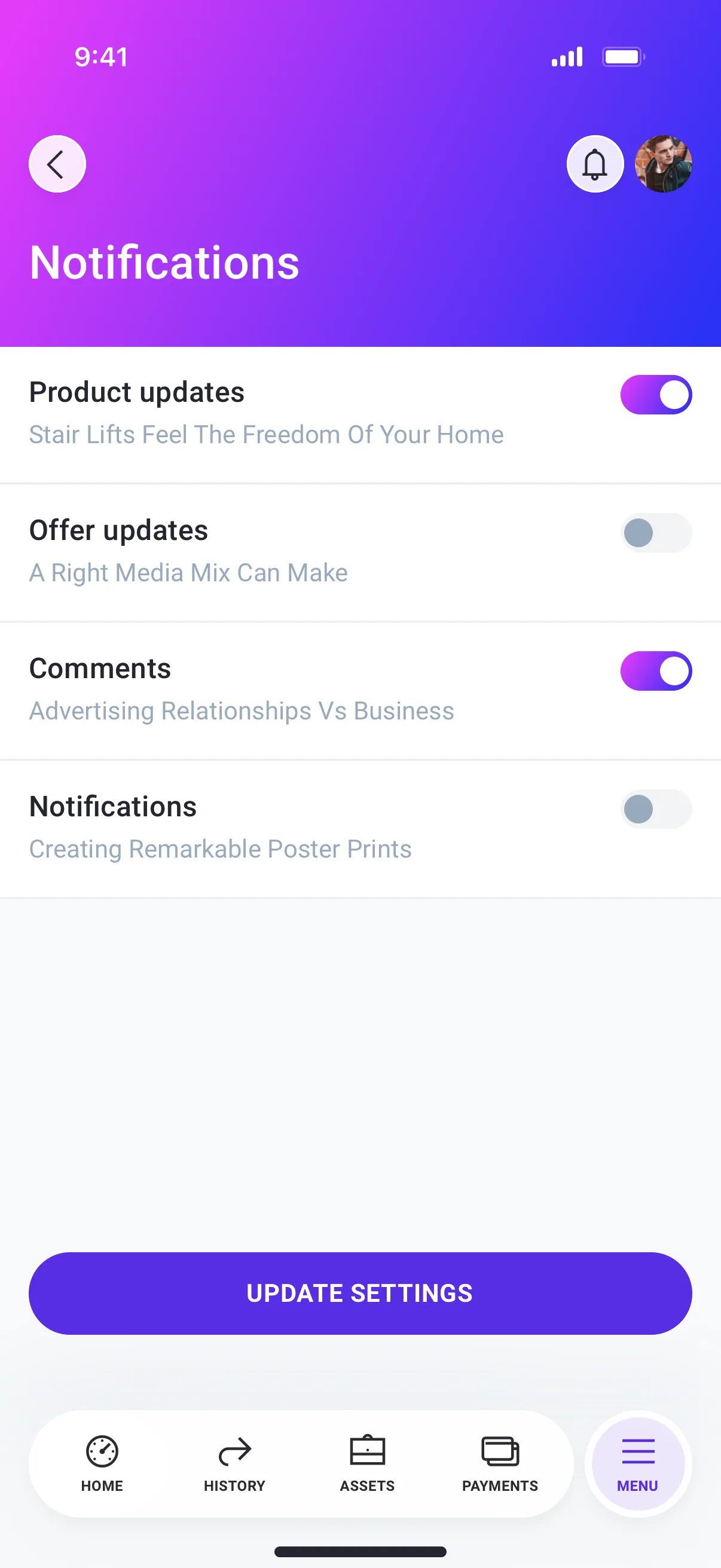 Banking App Settings