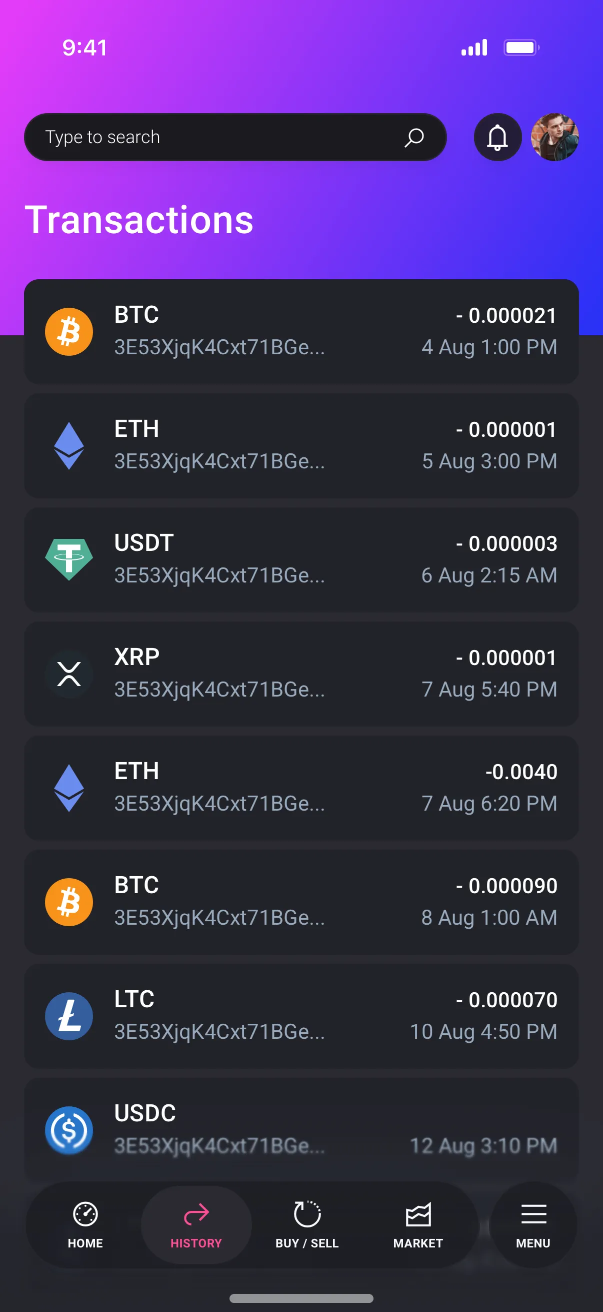 Mobile Crypto App Design