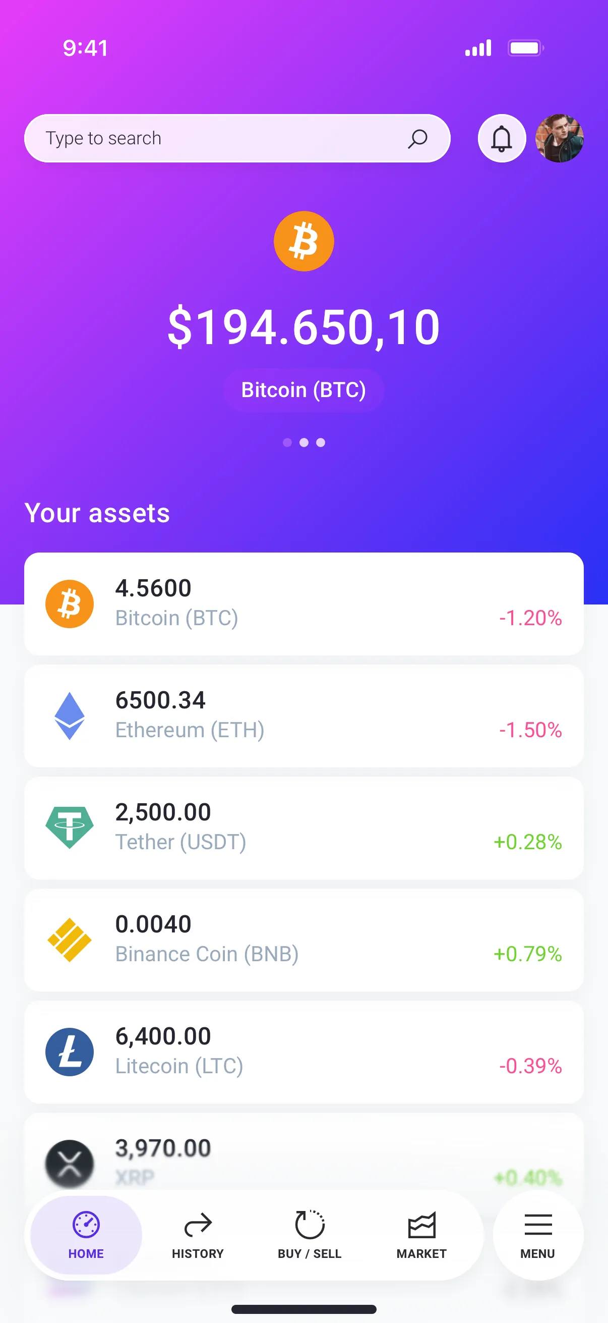 Mobile Crypto App Design