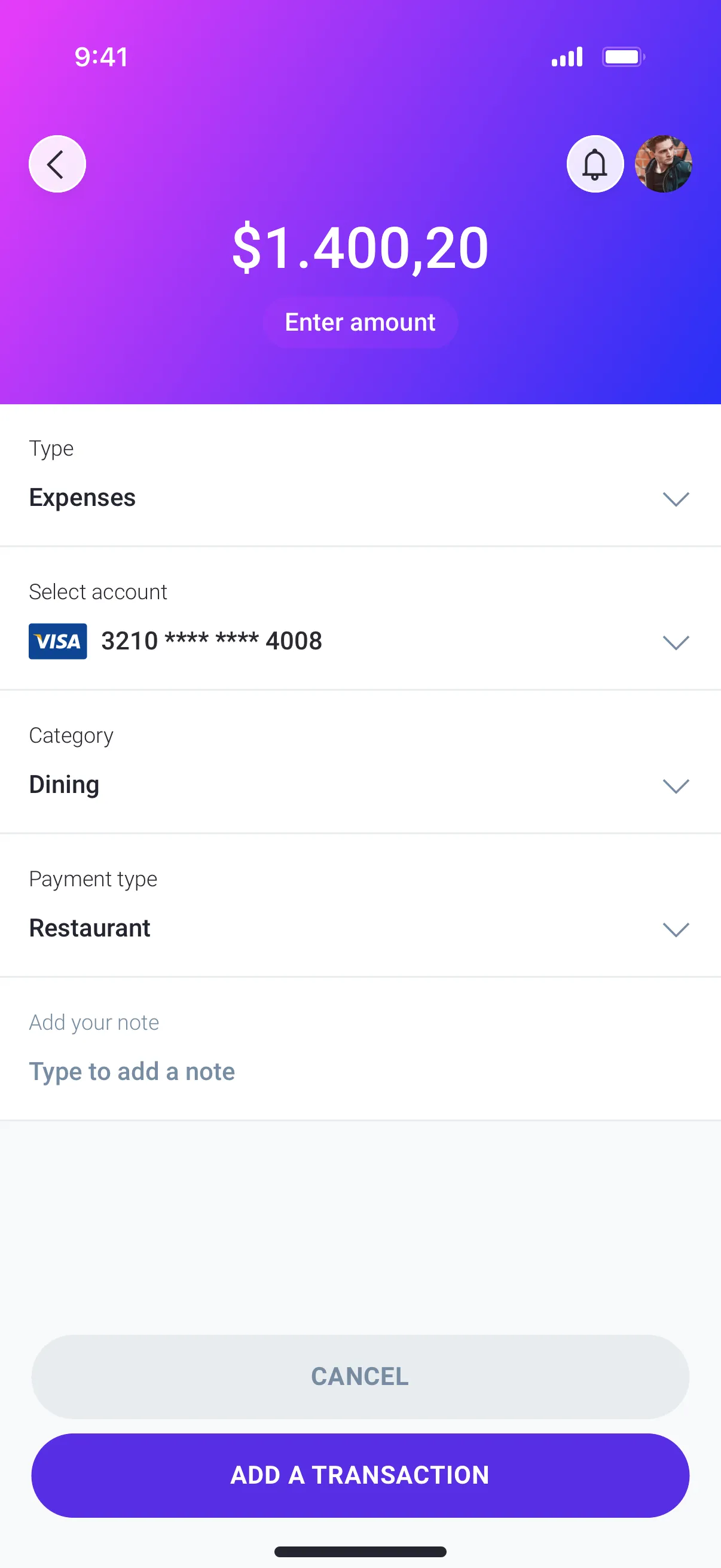 Mobile Expenses App Design