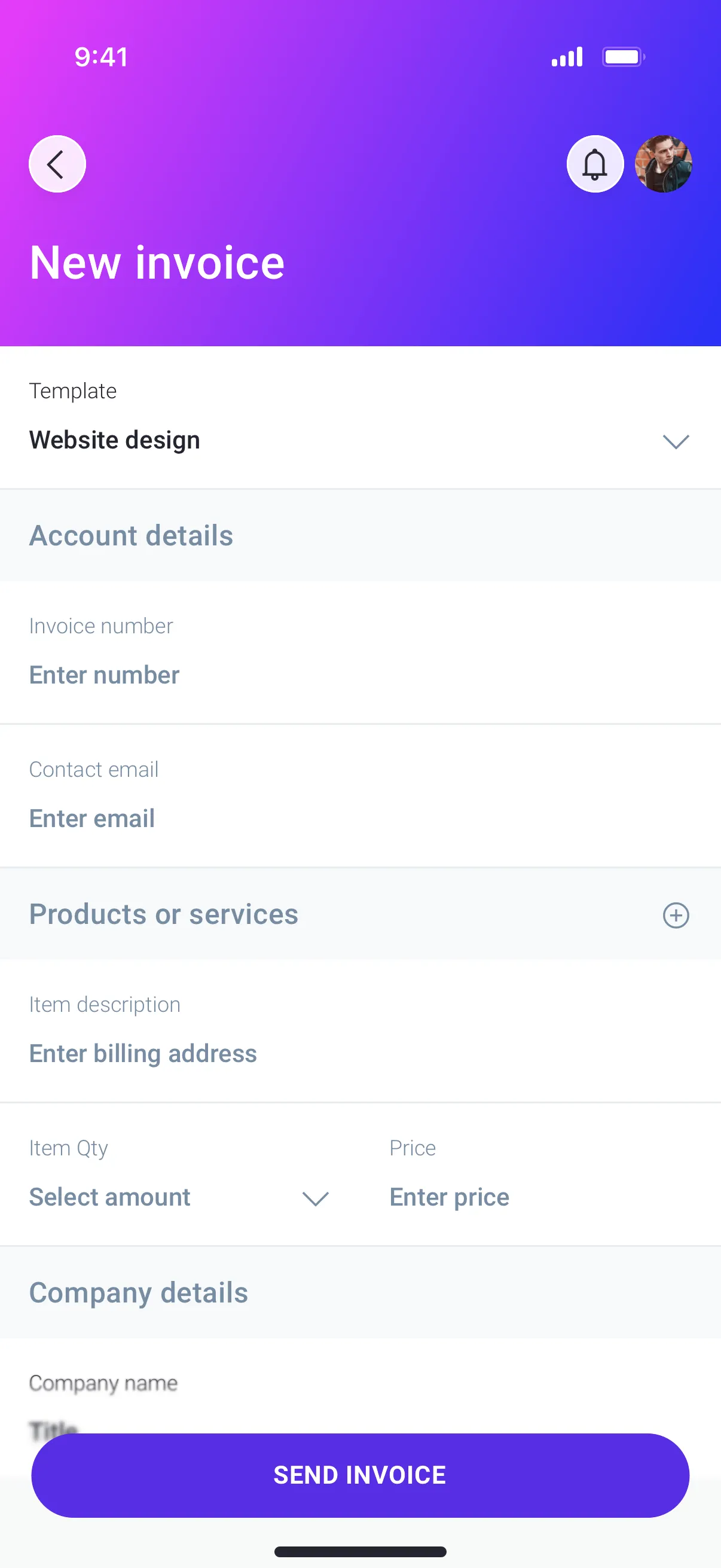 Invoices list design for mobile app