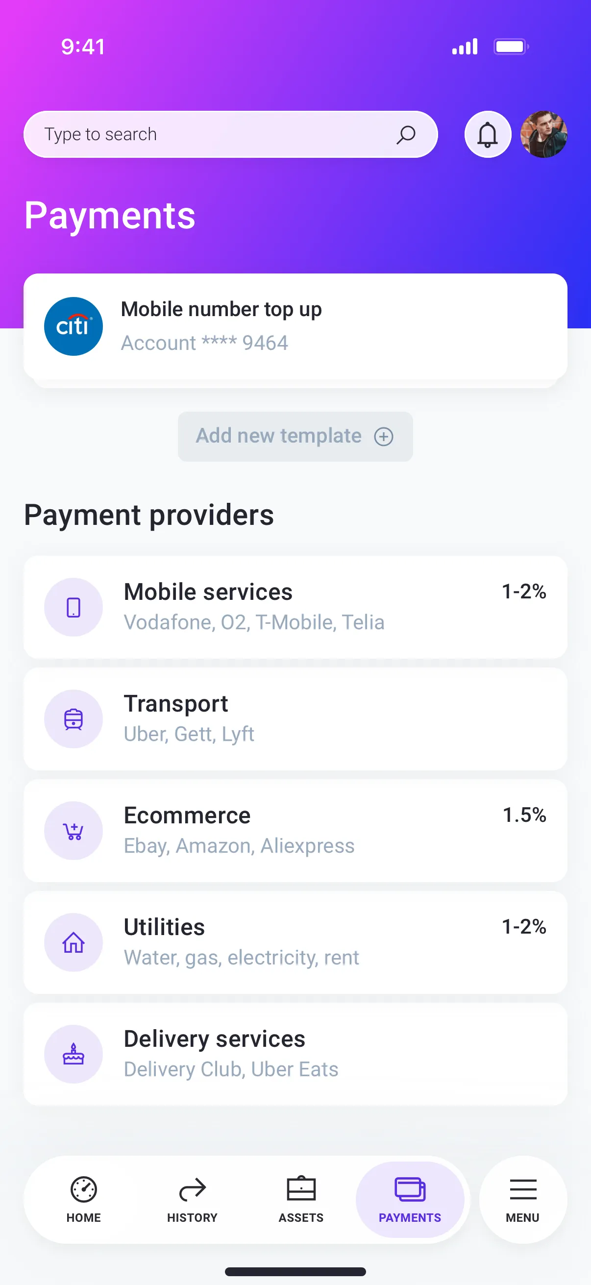 Payments app design