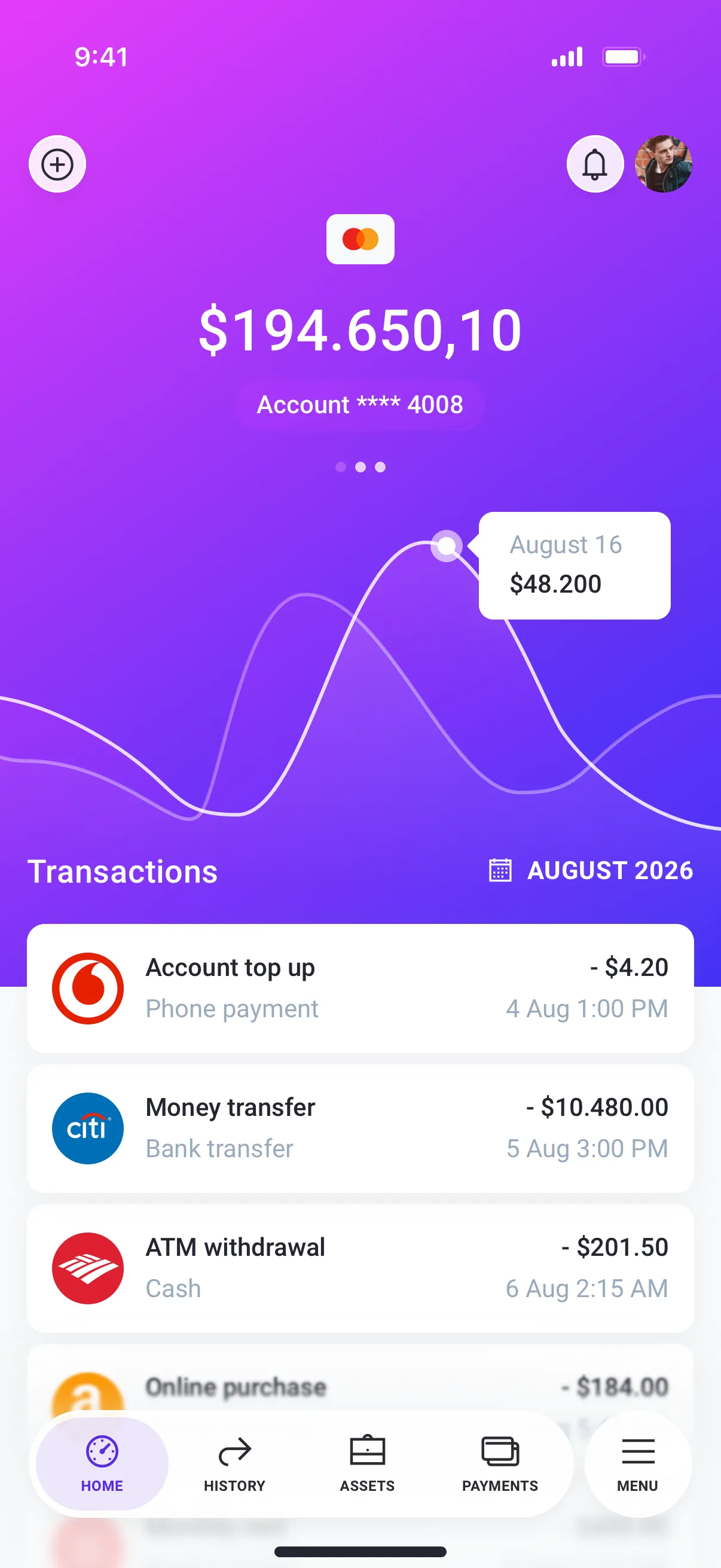 Mobile banking app design