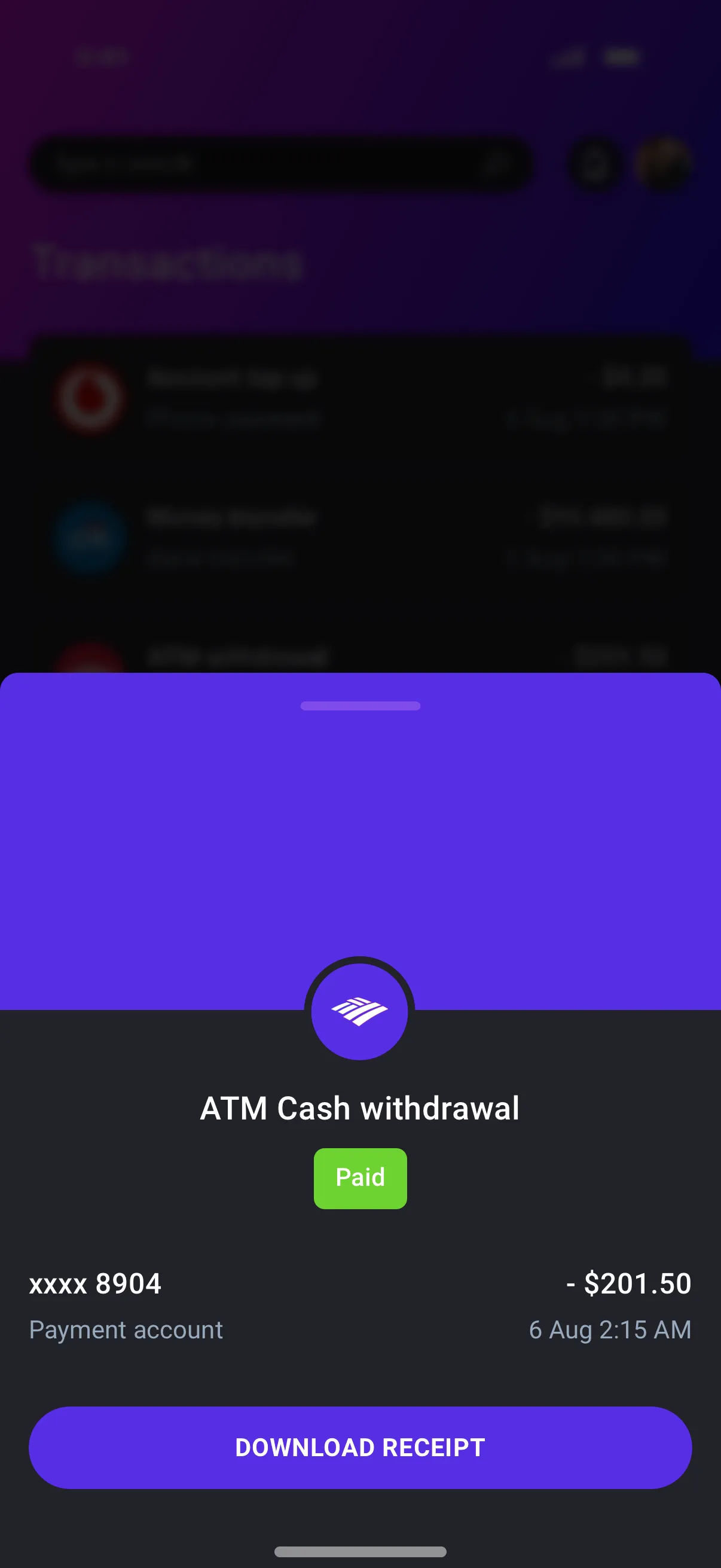 Mobile finance app UI design