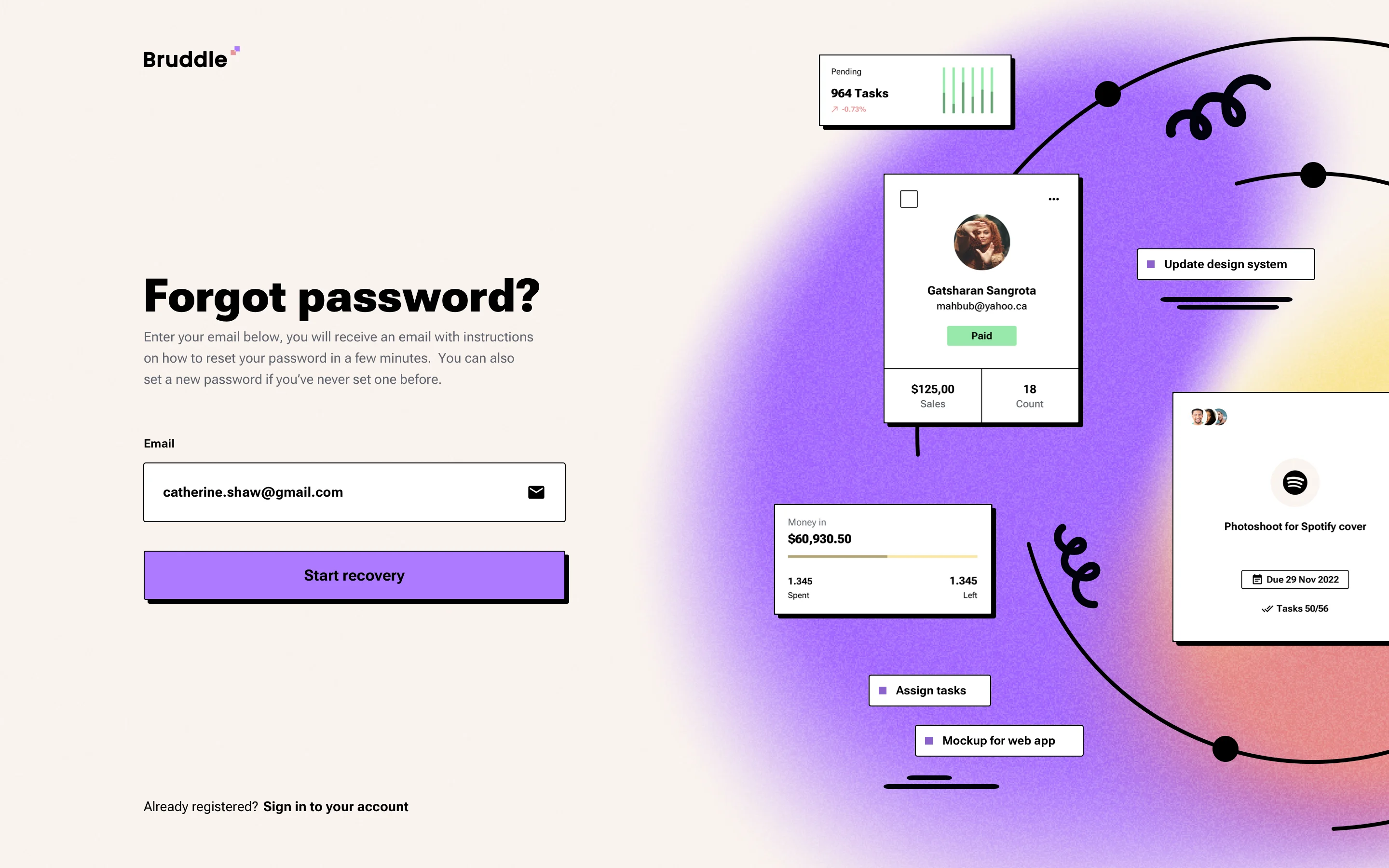 Registration page design template