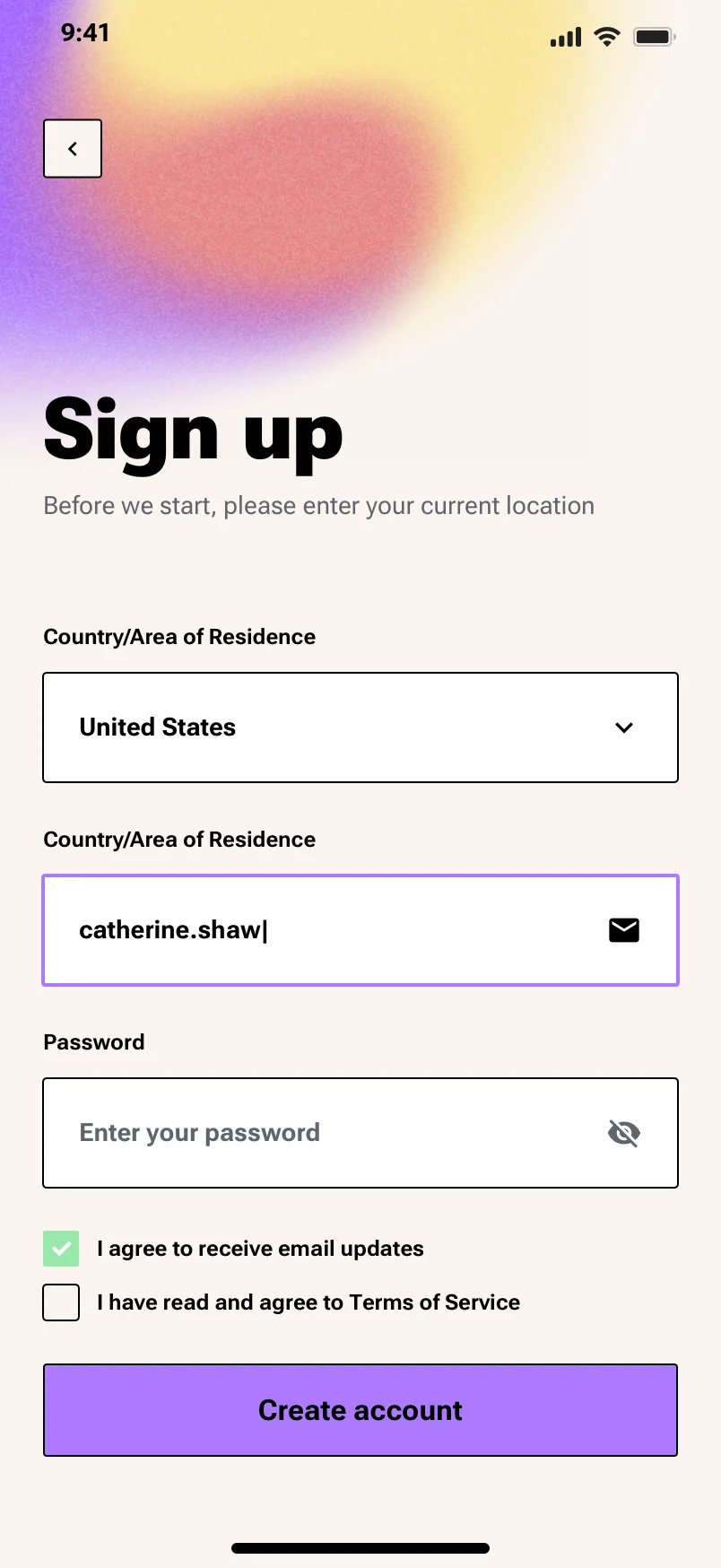 Mobile onboarding design