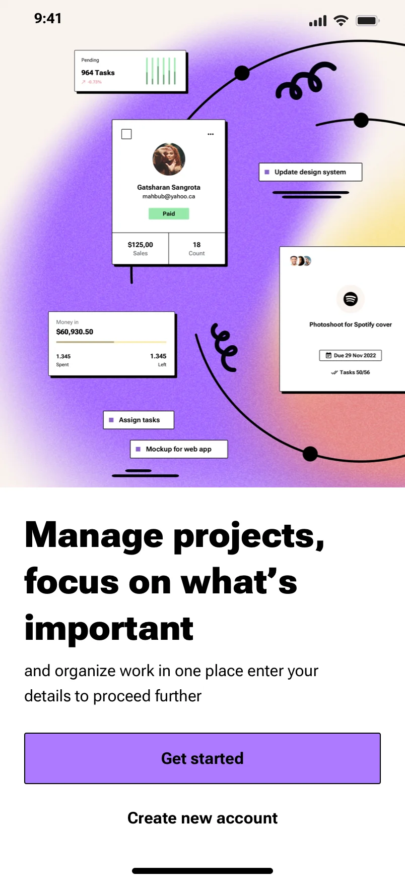 Mobile onboarding design