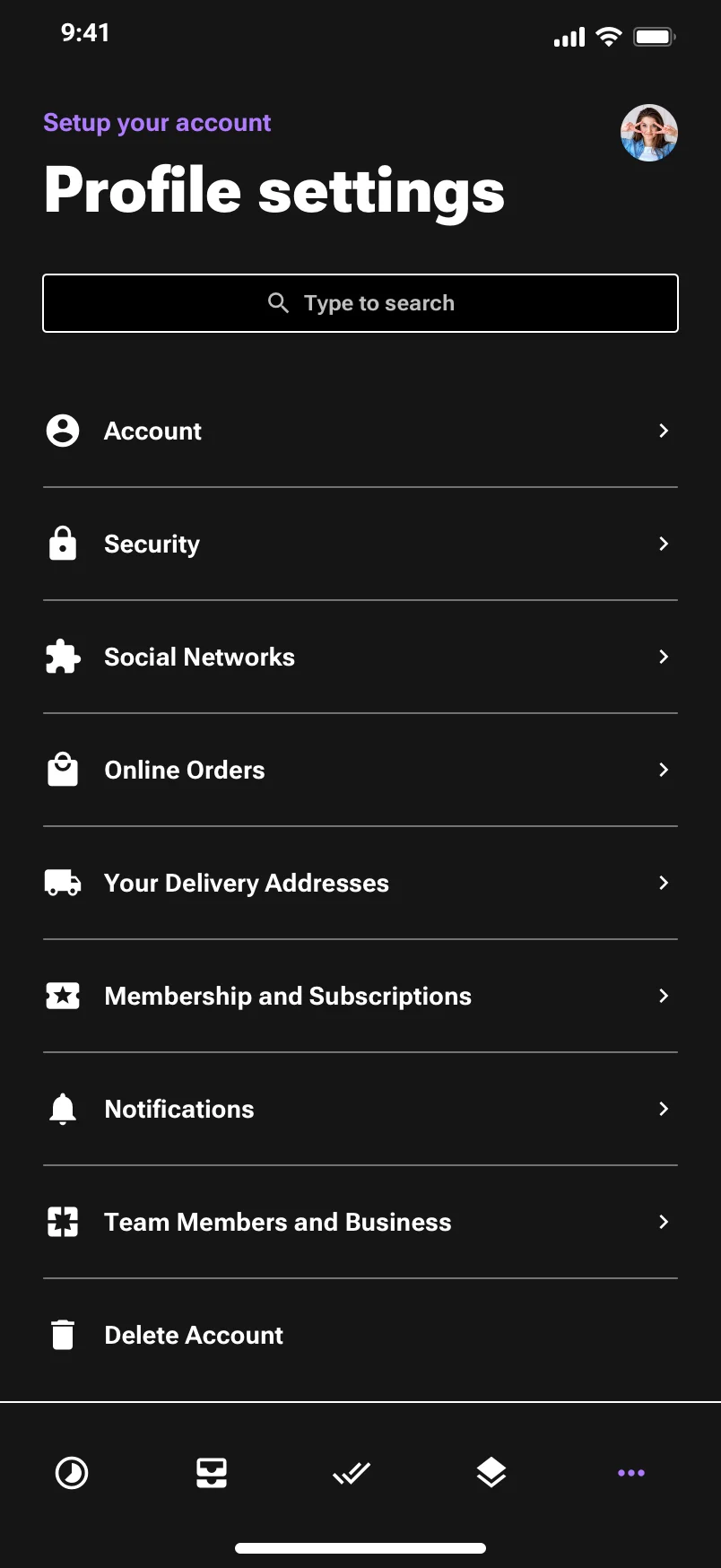 mobile user profile screen UI design