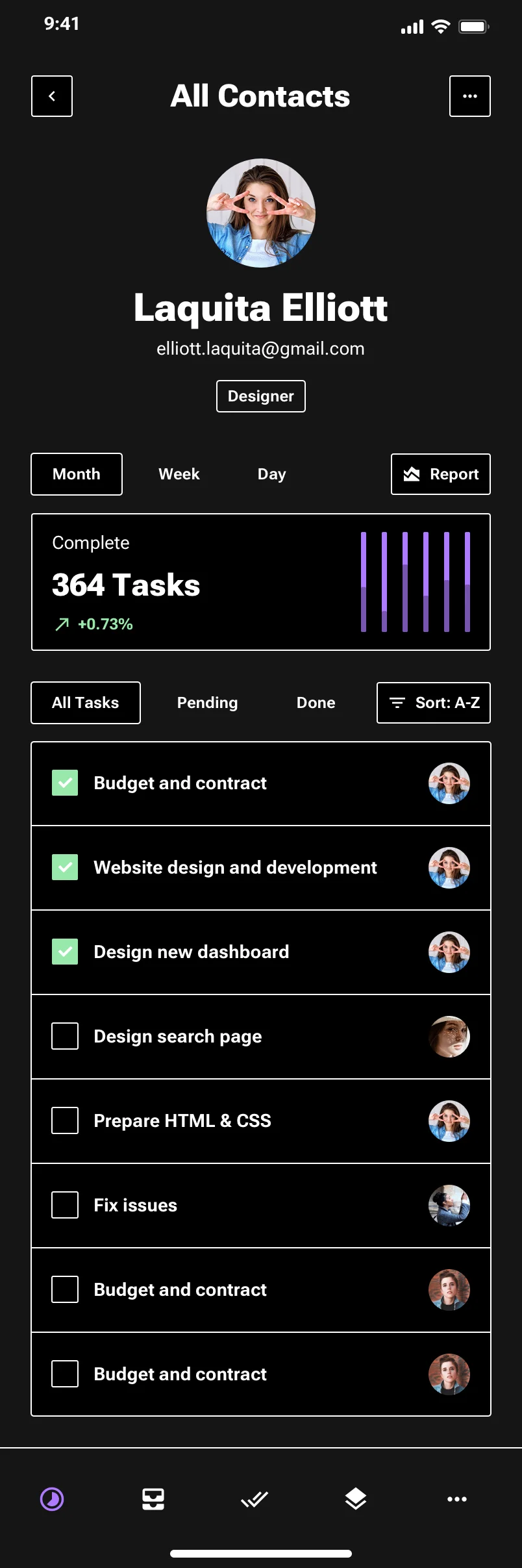 mobile user settings page design