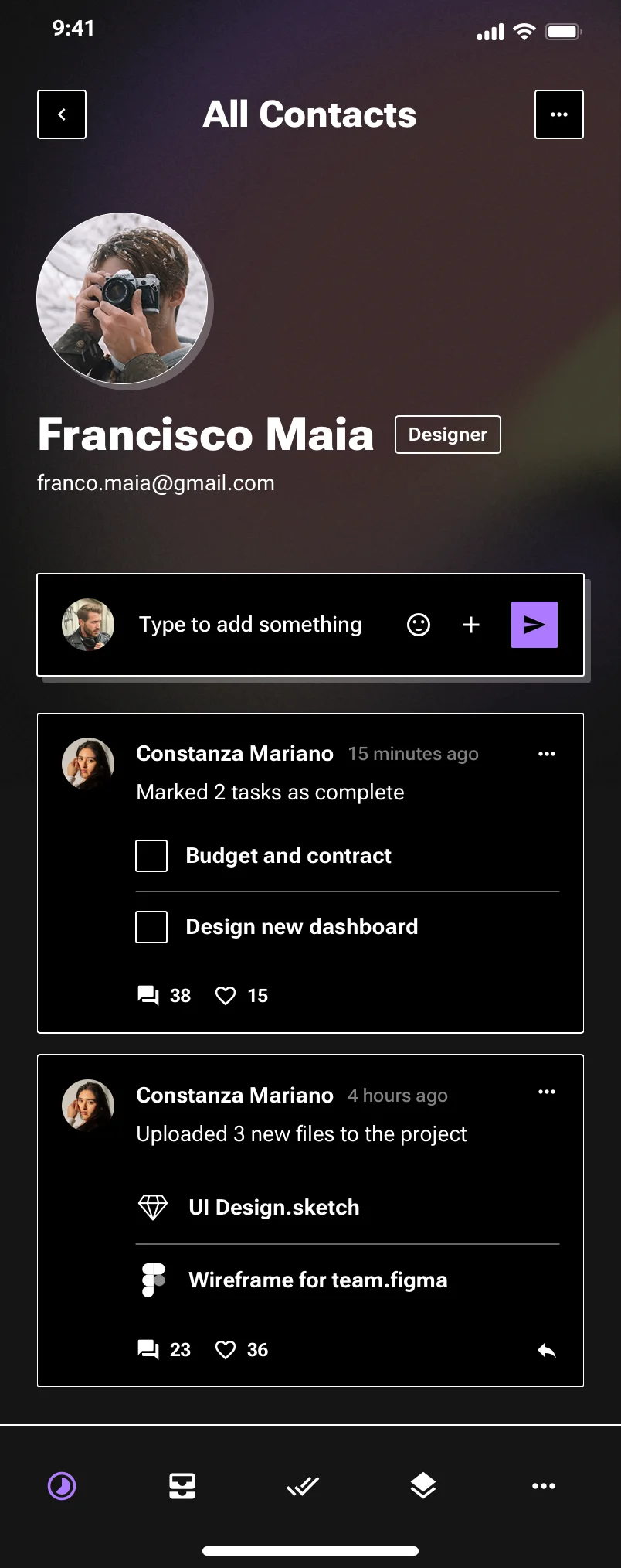mobile user settings page design