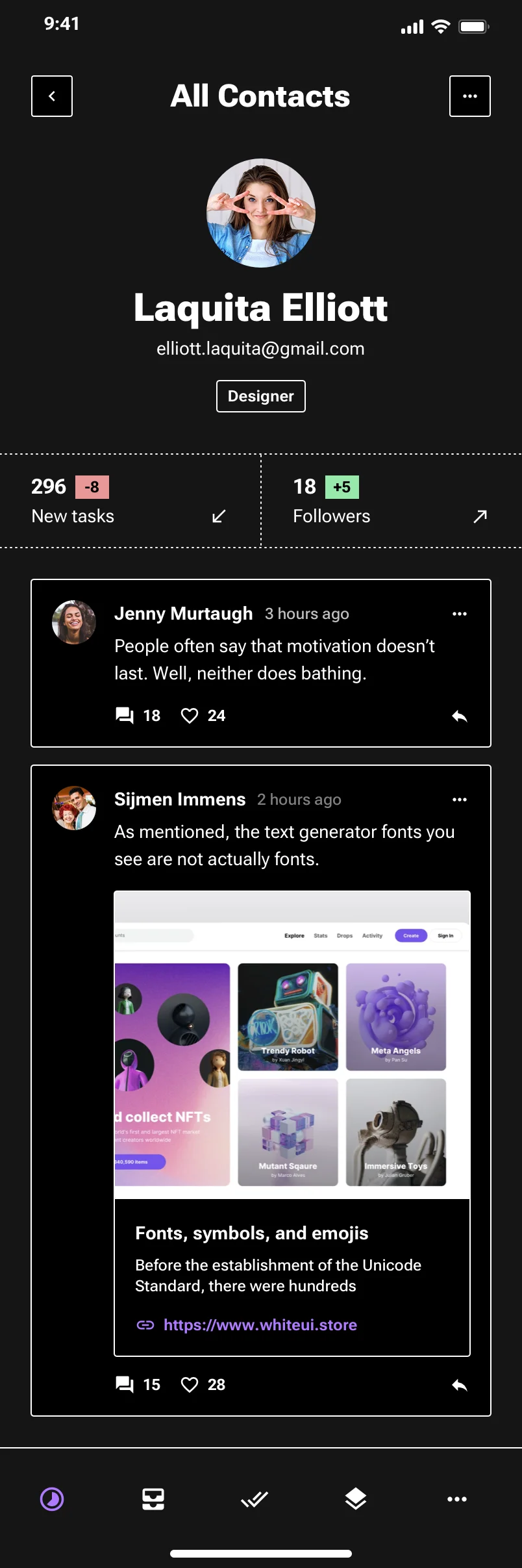 mobile user settings page design