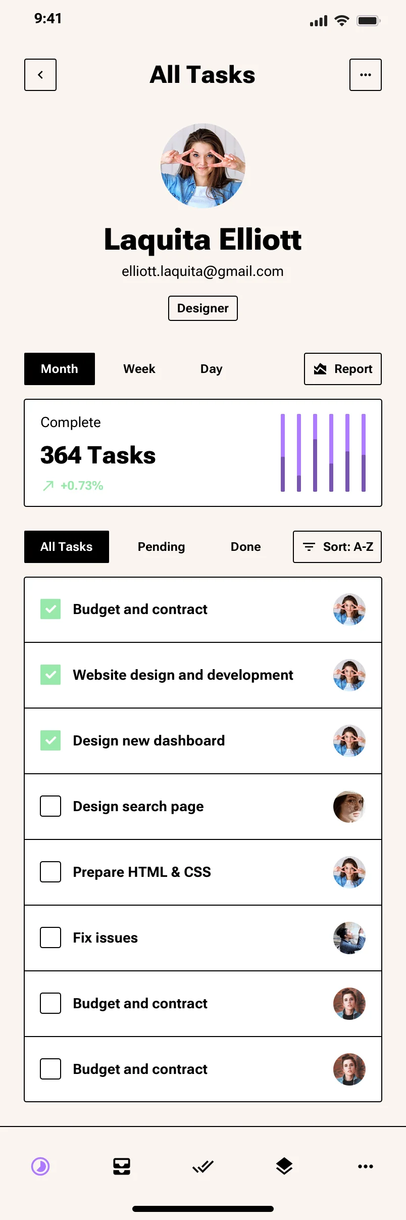 user profile screen design