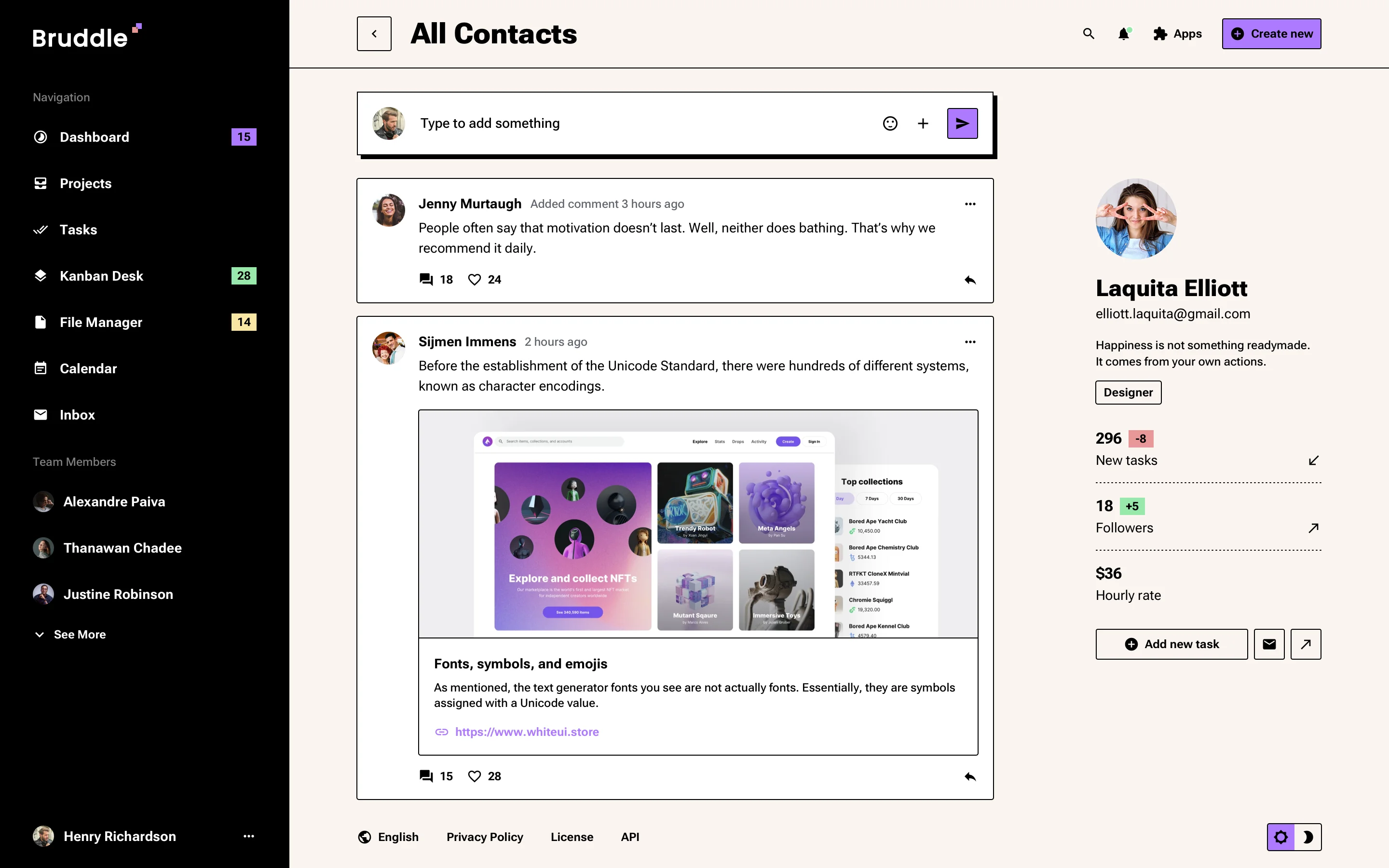 Neo-brutalism user profile page design