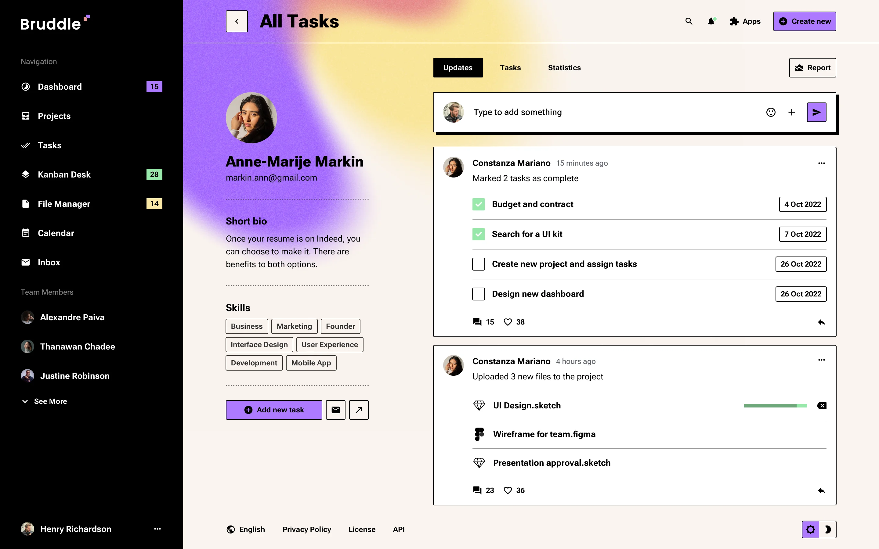 Neo-brutalism user profile page design