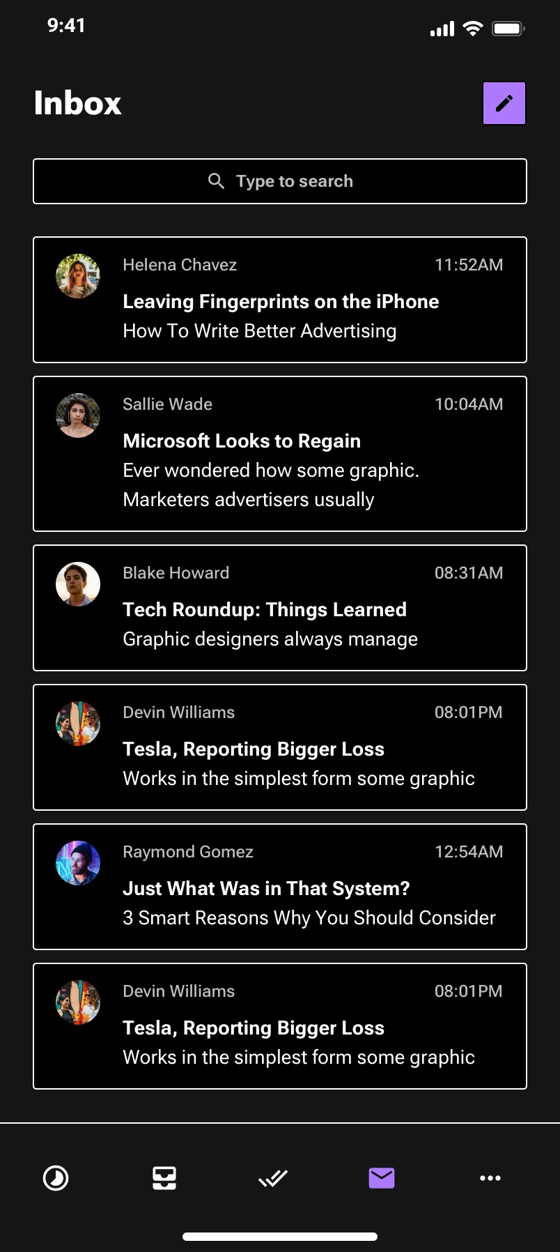 Neo-brutalism mail app design
