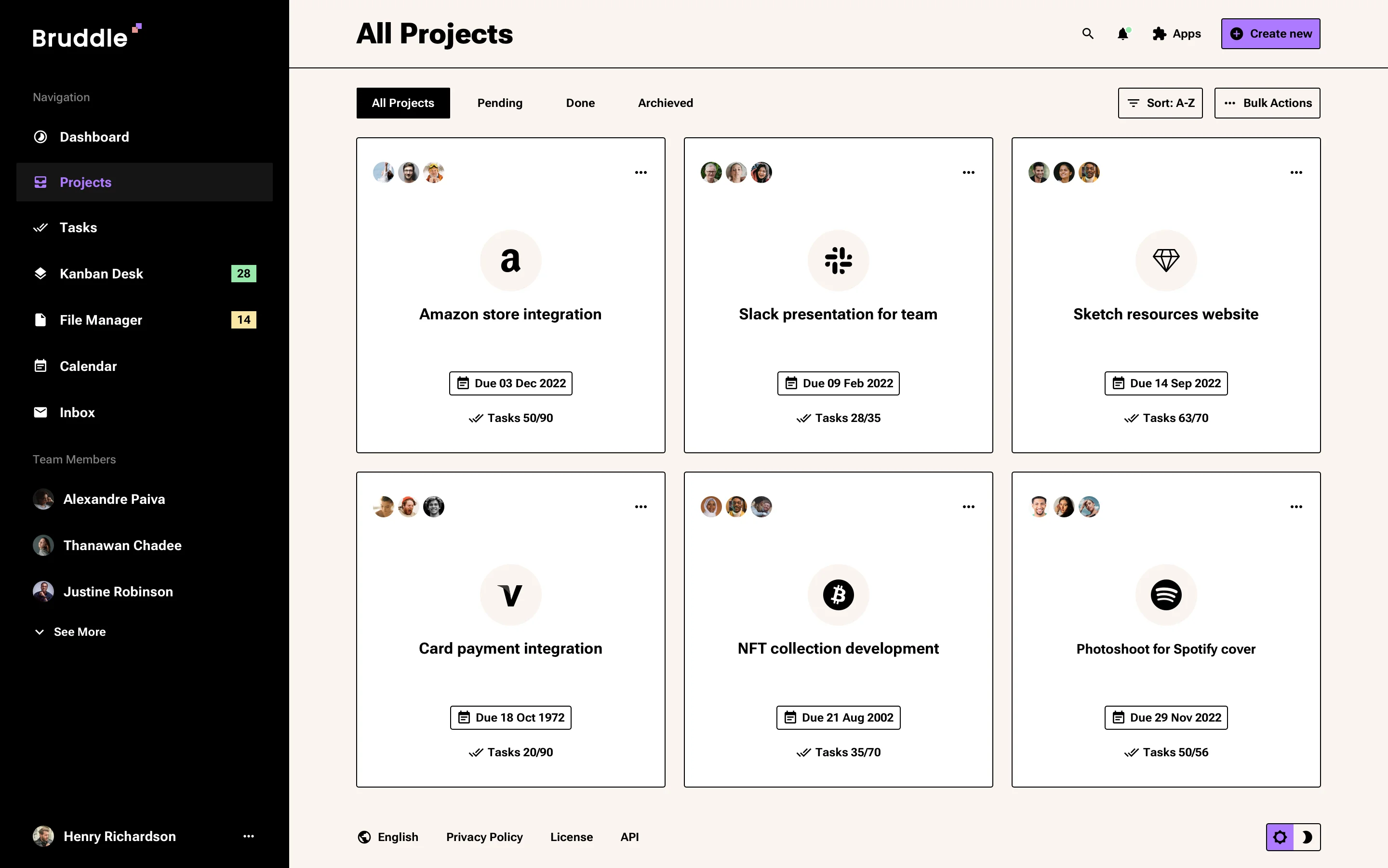 Neo-brutalism project management app design