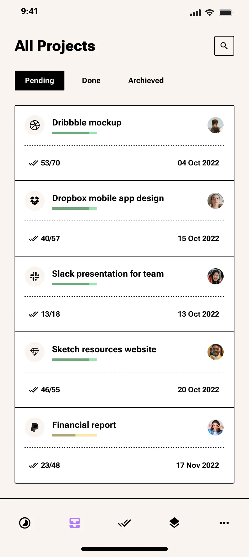 Neo-brutalism mobile project management app
