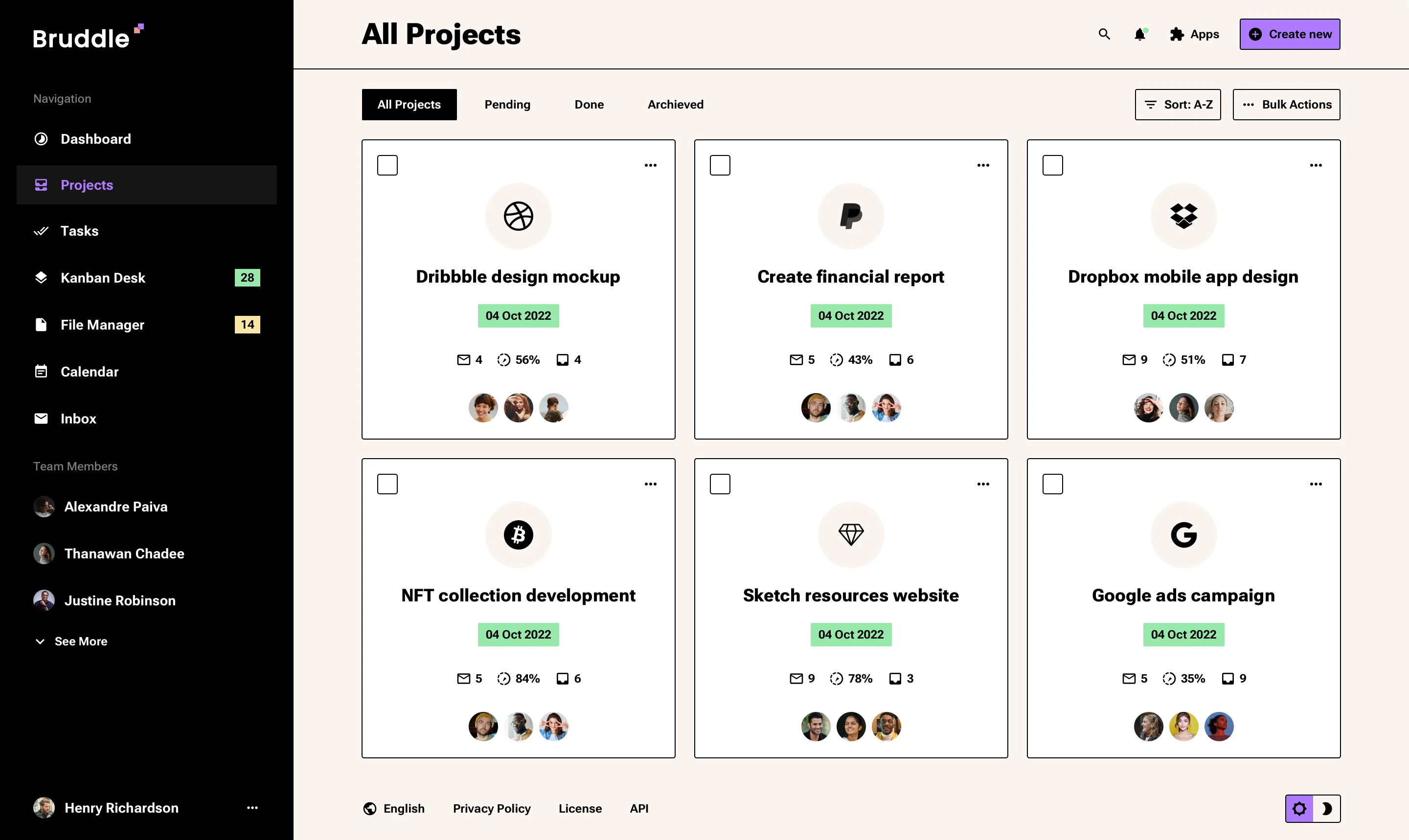 Neo-brutalism projects grid page