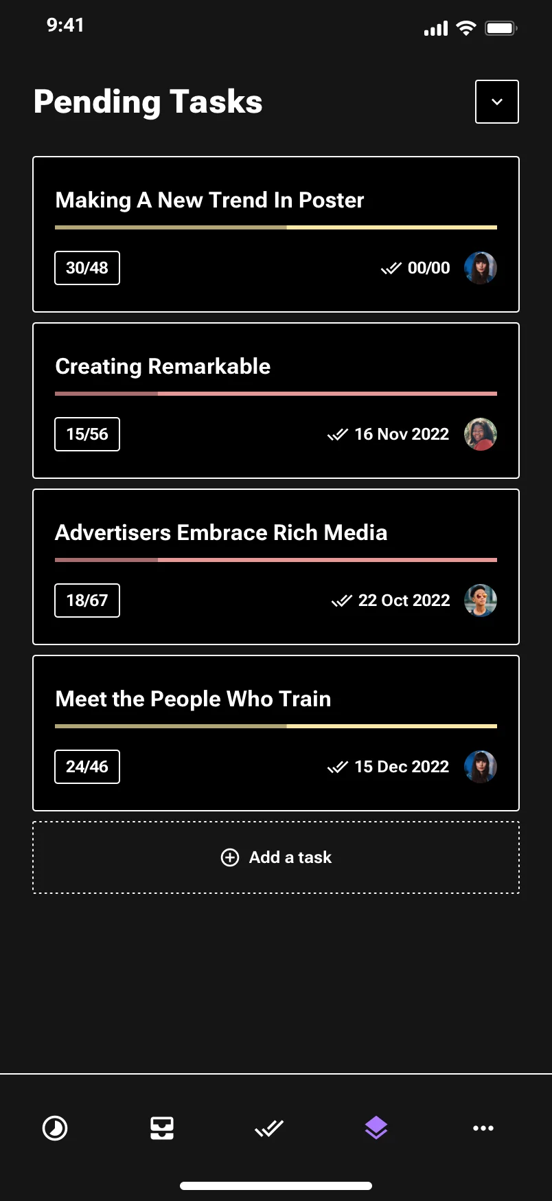 Neo-brutalism mobile tasks list design