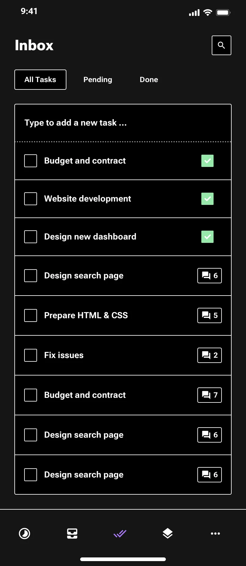 Neo-brutalism mobile tasks list design