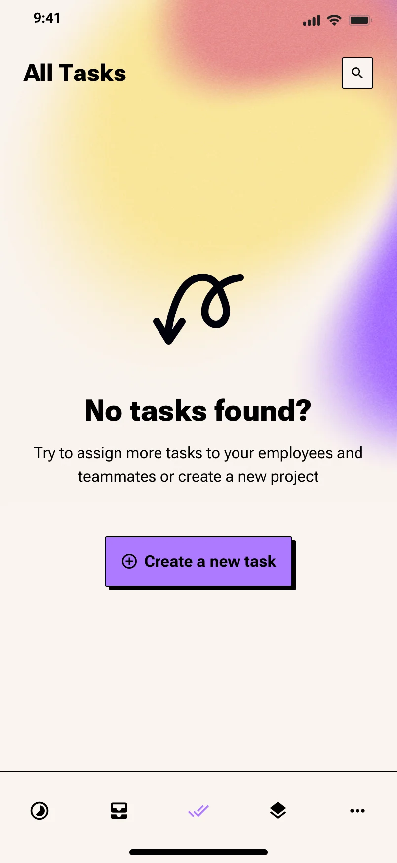 Neo-brutalism mobile tasks list