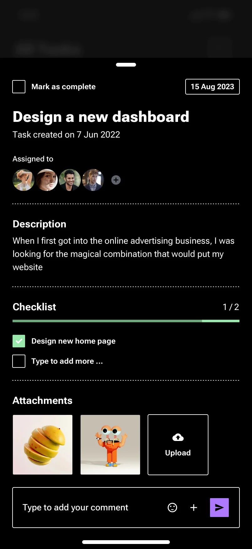 Neo-brutalism mobile tasks list design