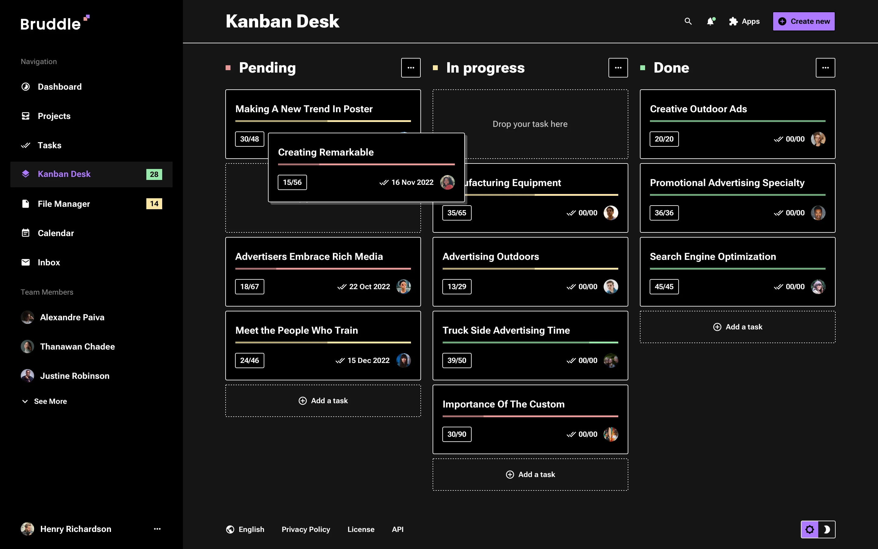 Neo-brutalism kanban board design