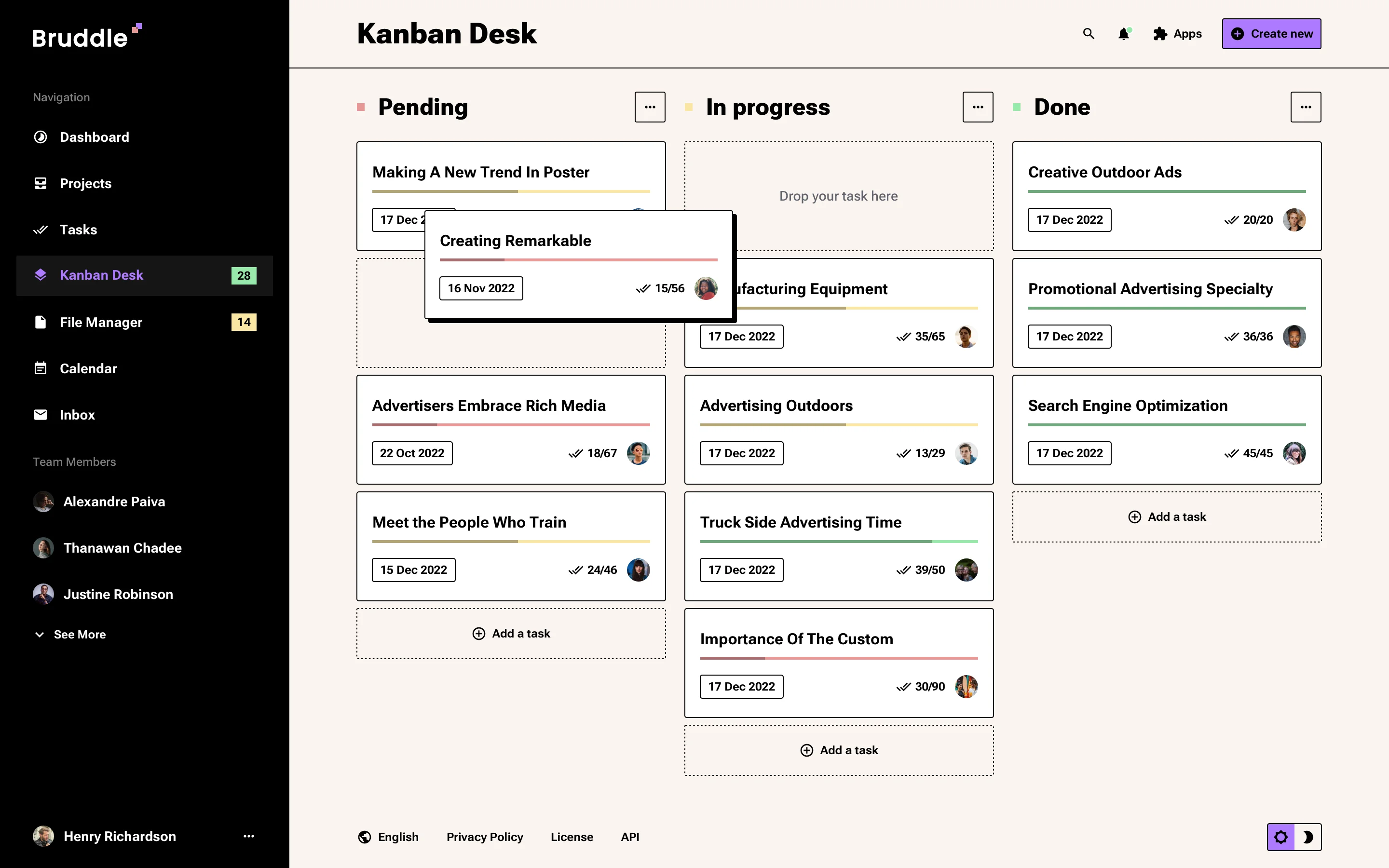 Neo-brutalism kanban board design