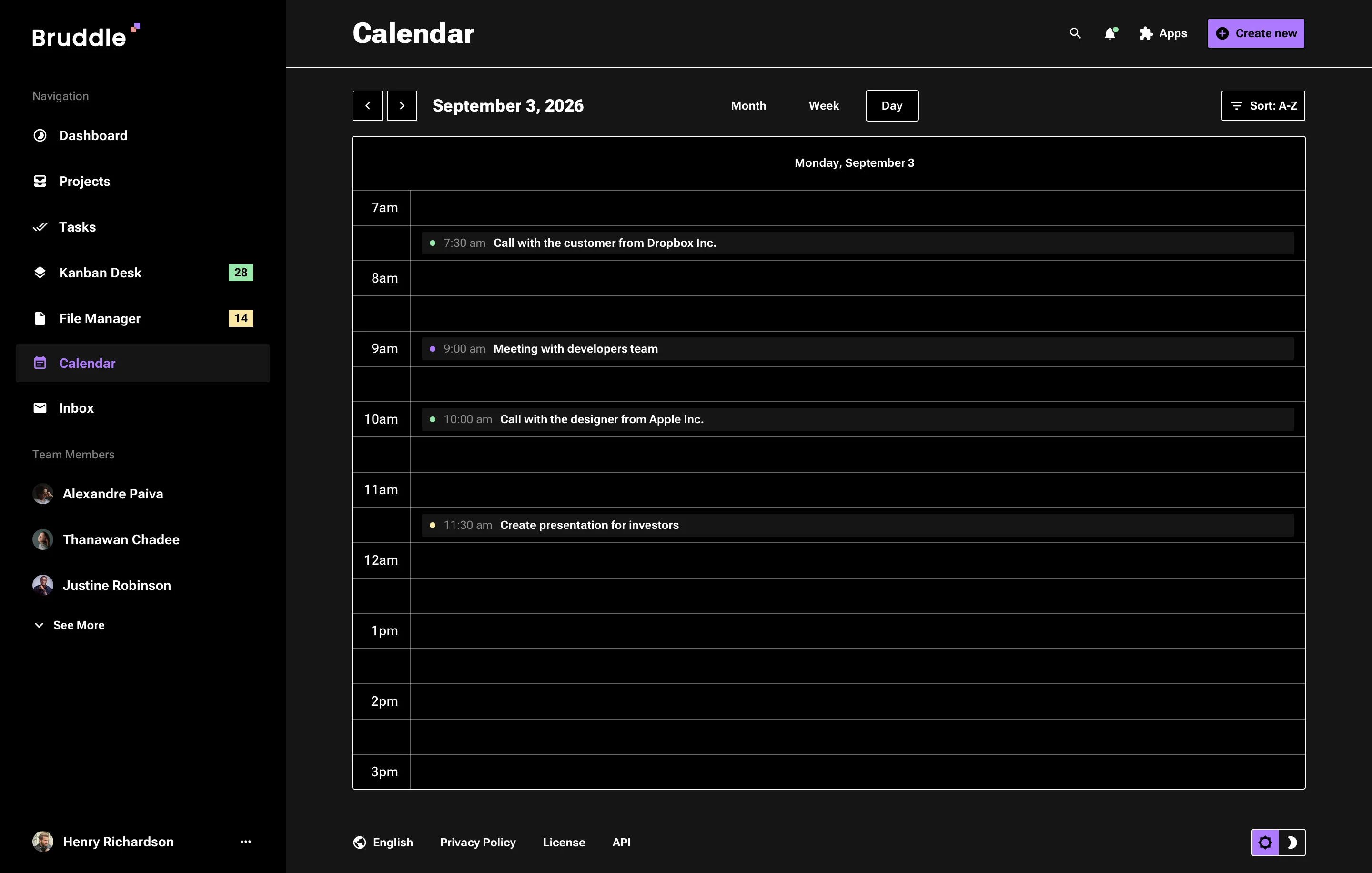 Neo-brutalism Dark UI for Web Calendar