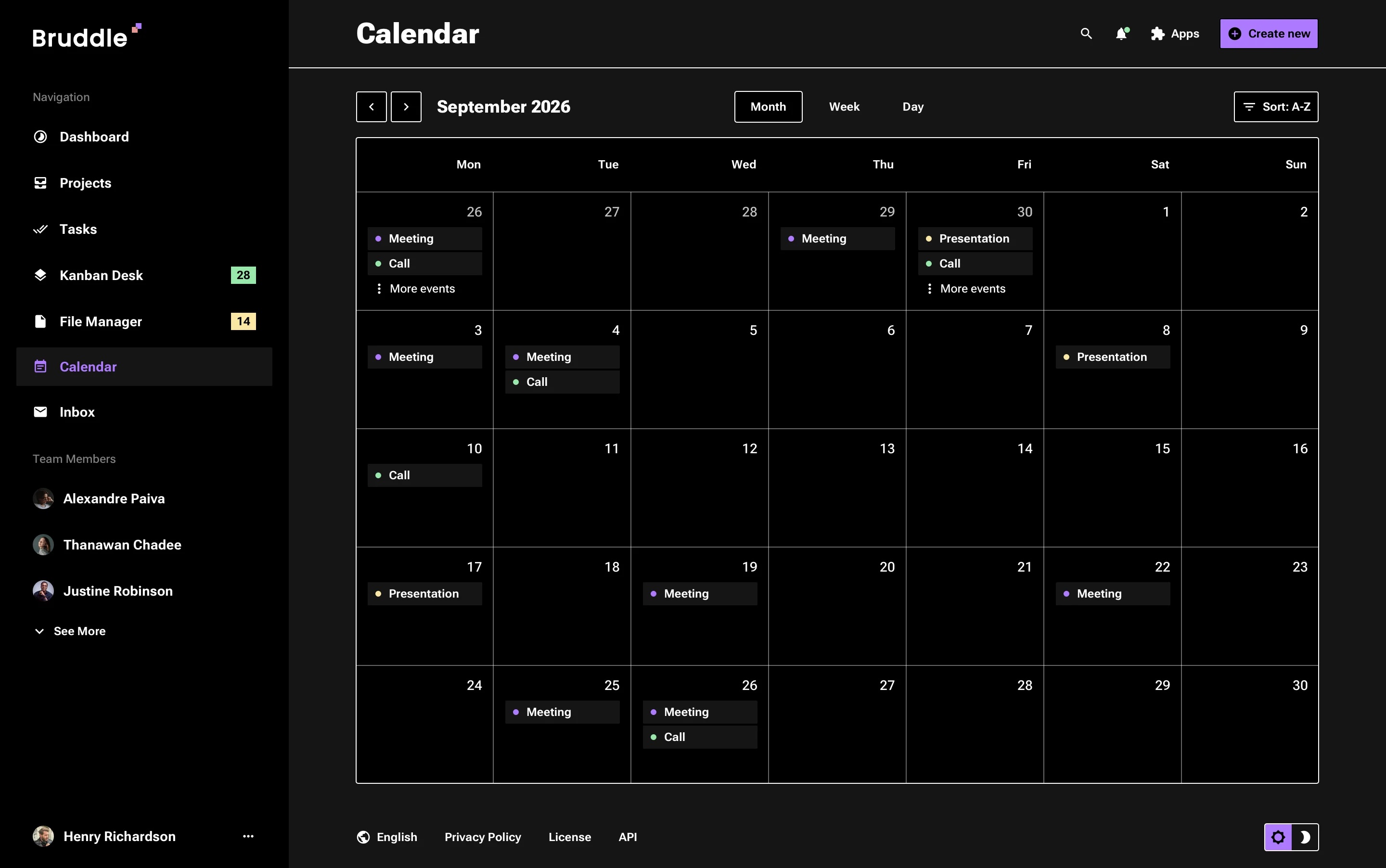 Neo-brutalism Dark UI for Calendar App