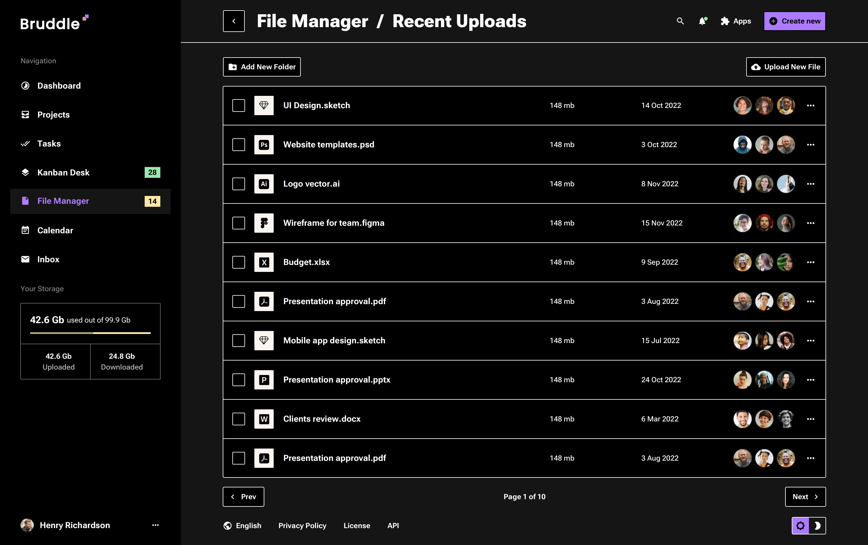 Neo-brutalism Dark UI for Files Management