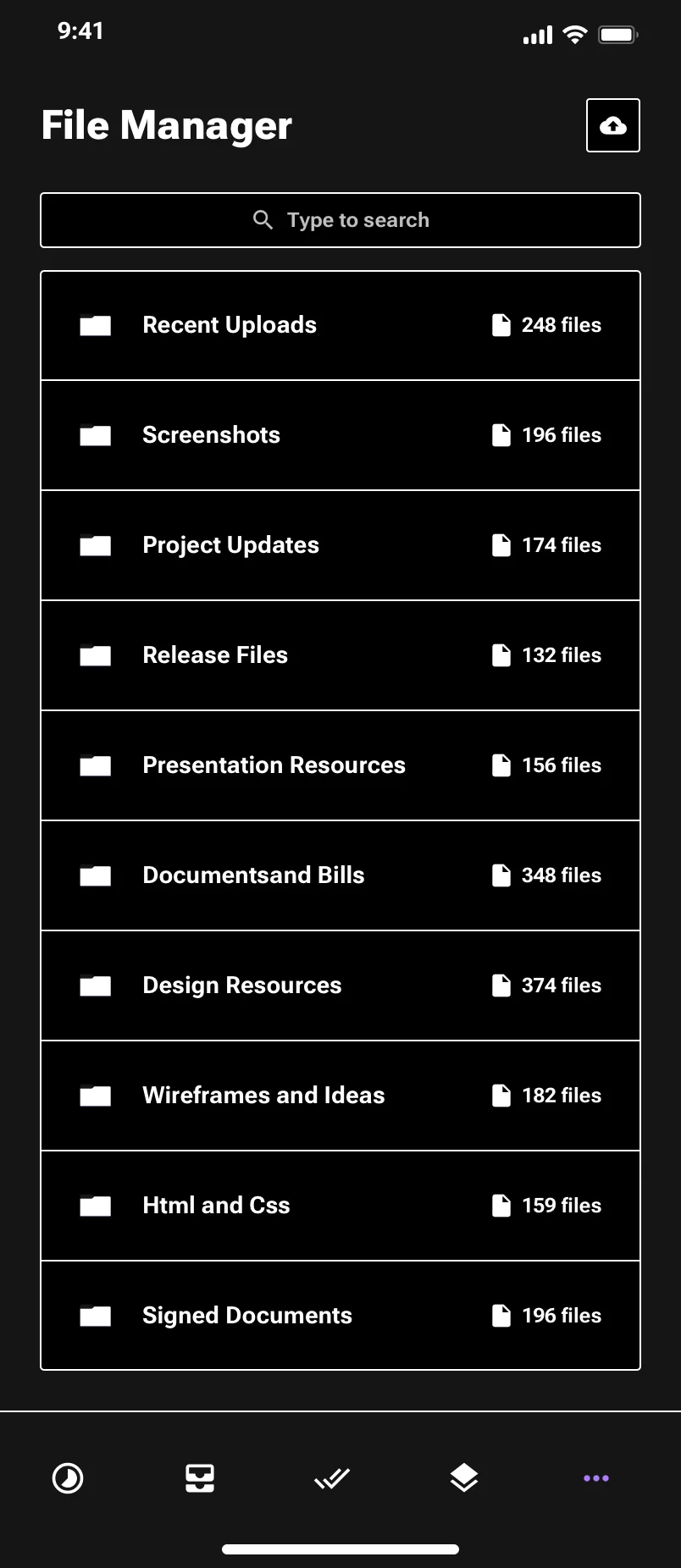 Mobile file manager design template