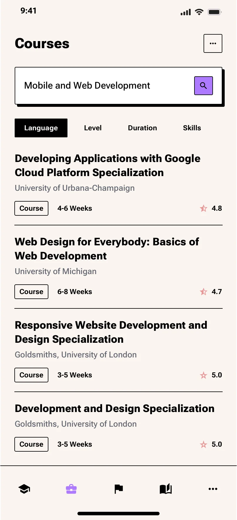 Neo-brutalism courses mobile app design