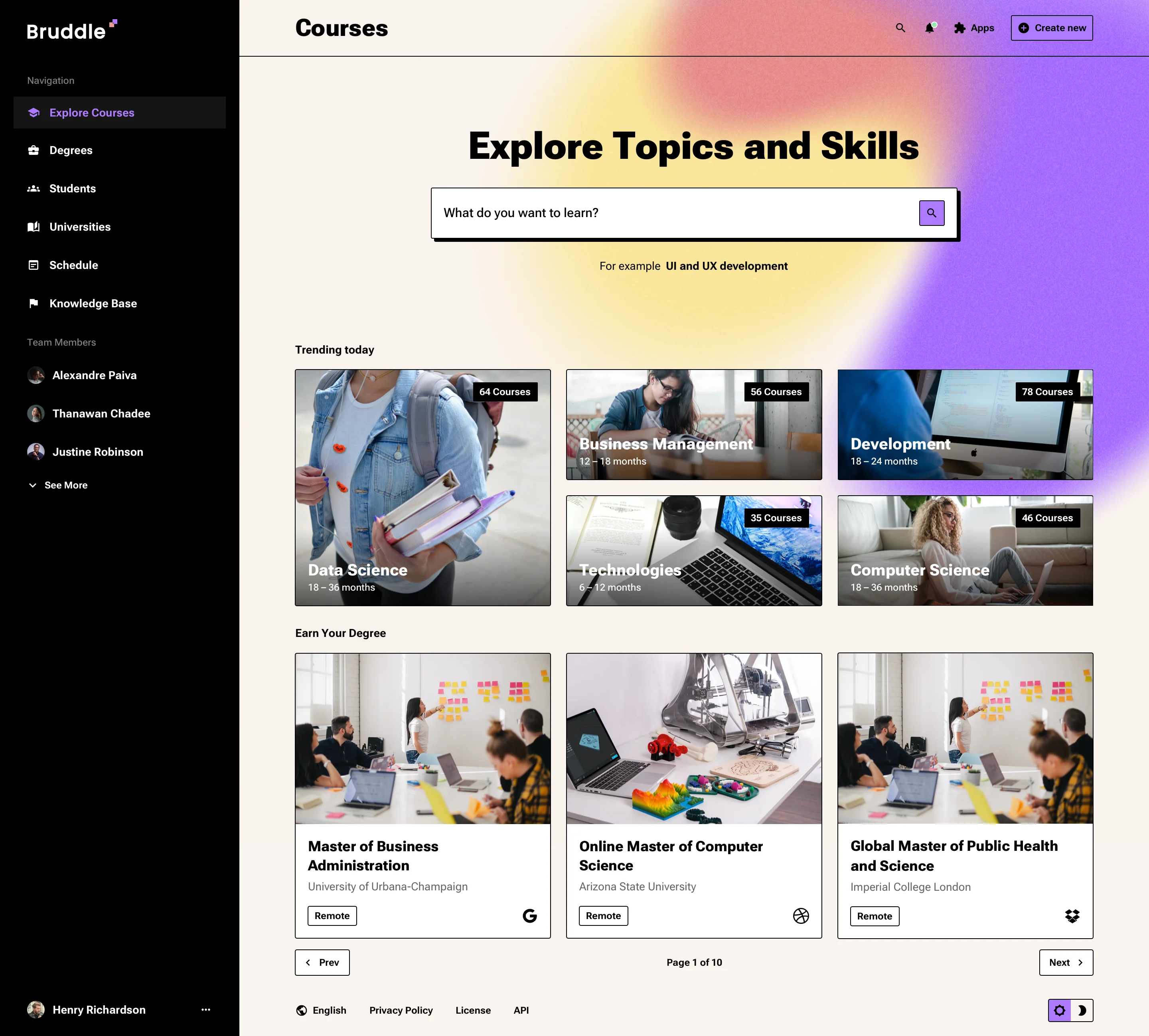 Neo-brutalism educational app design