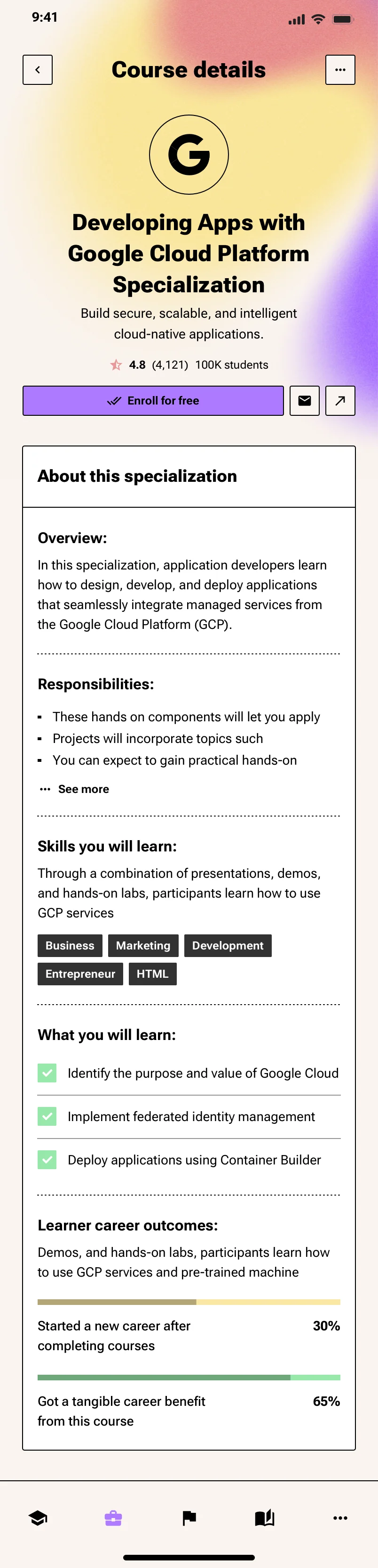 Neo-brutalism courses mobile app design