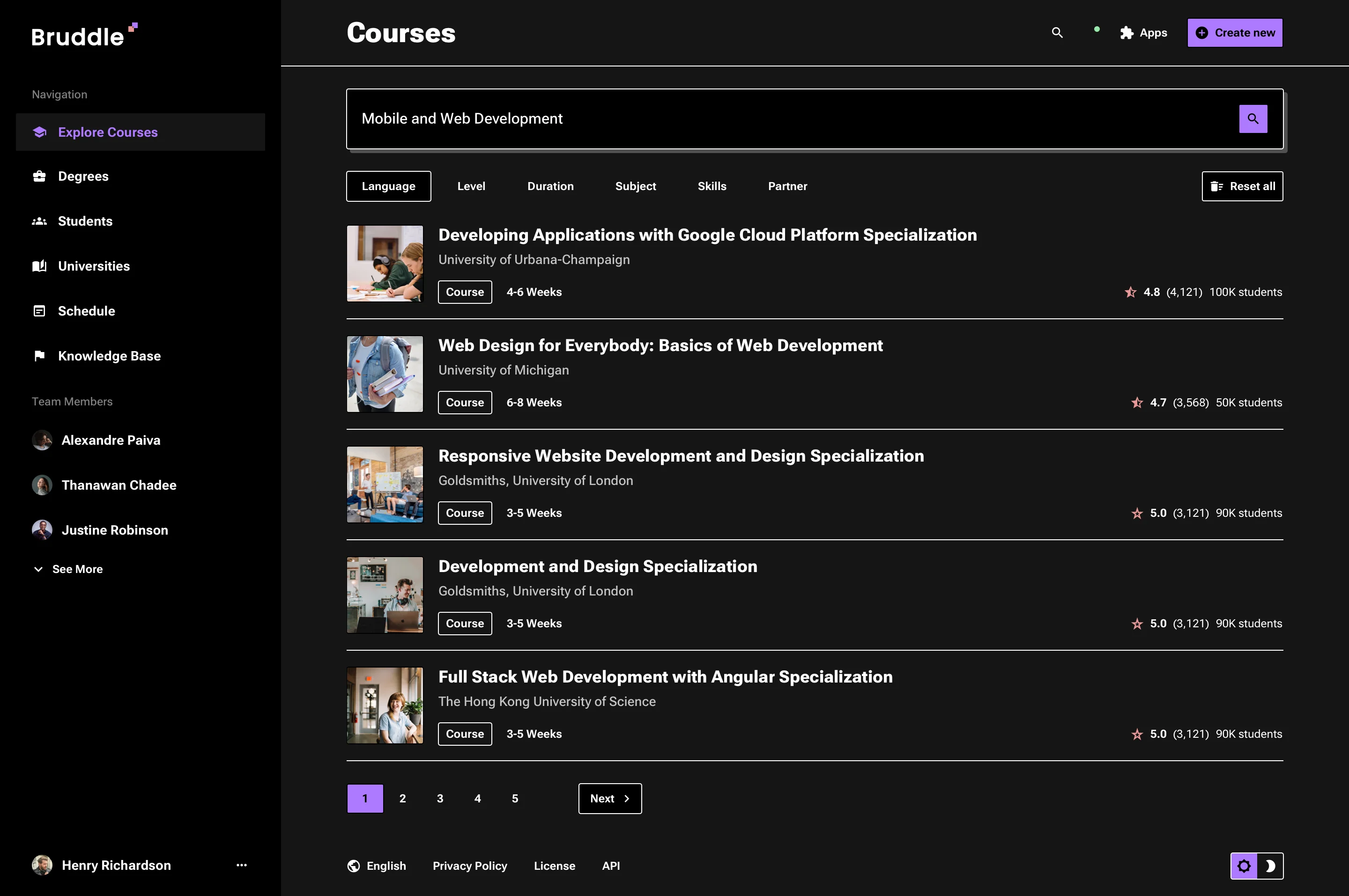 Neobrutalism course portal design