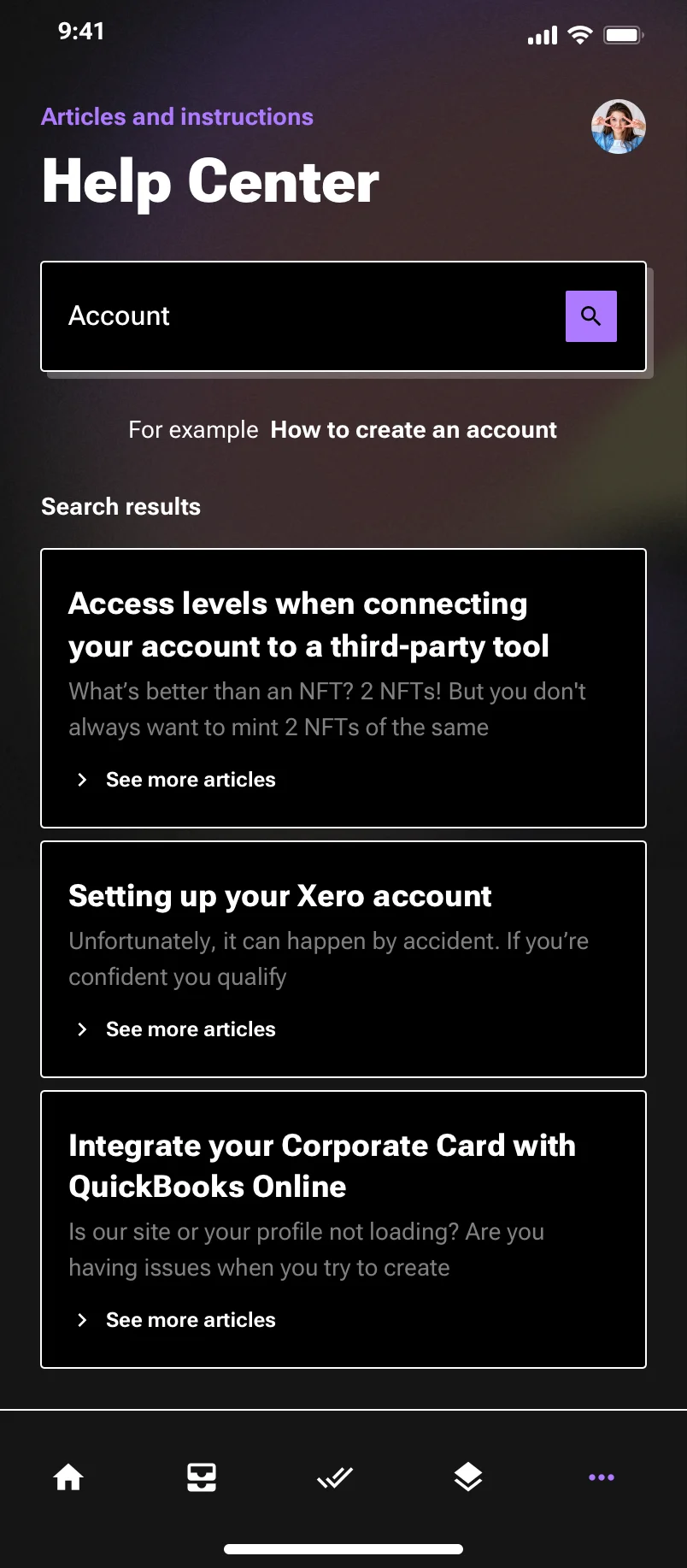 Neo-brutalism mobile help page design
