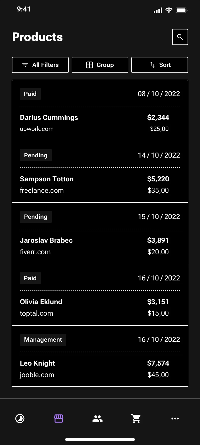 Neo-brutalism Mobile CRM design