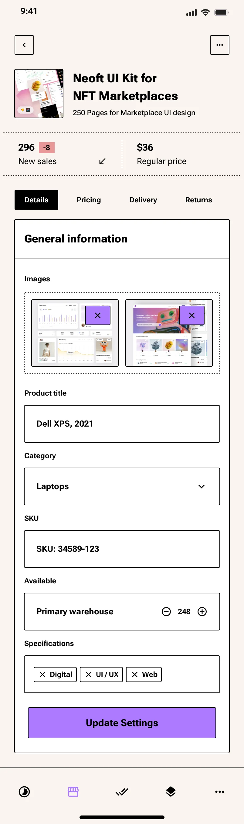 Neo-brutalism Mobile Ecommerce app Design