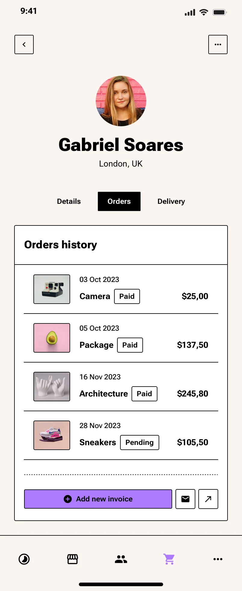 Neo-brutalism mobile contacts list app design