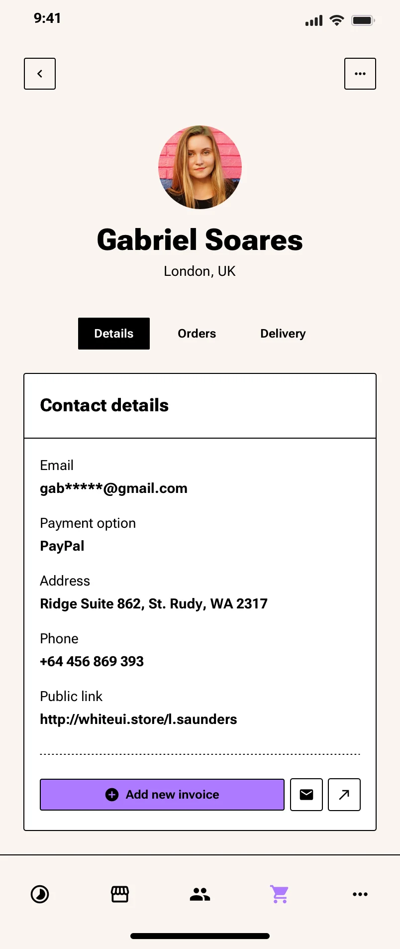 Neo-brutalism mobile contacts list app design