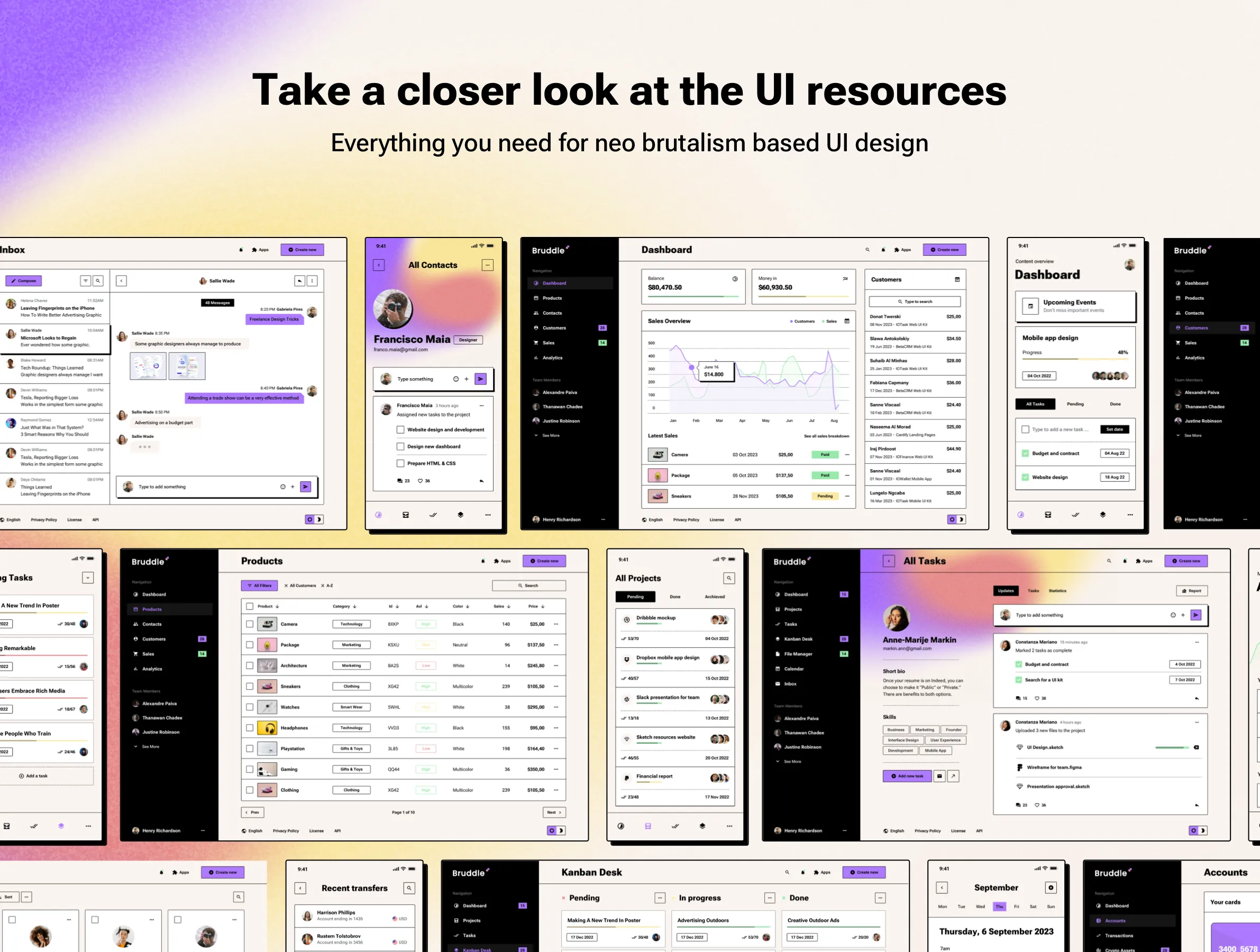 Preview Neo brutalism UI Kit