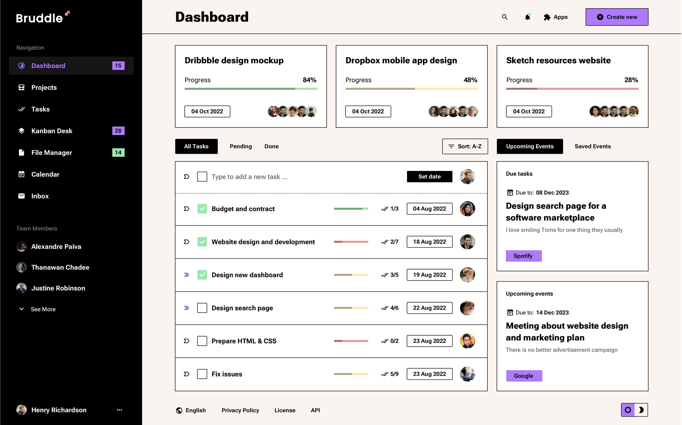 Bruddle - Neo brutalism UI kit for SaaS Dashboards