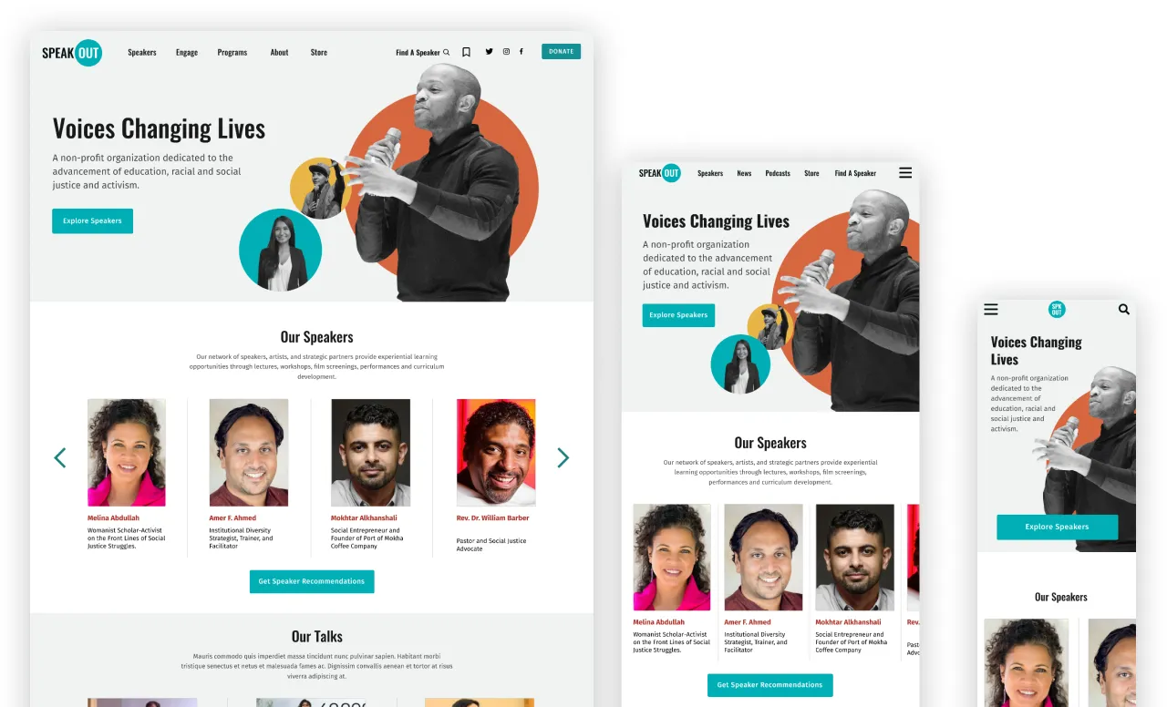 SpeakOut responsive views across devices